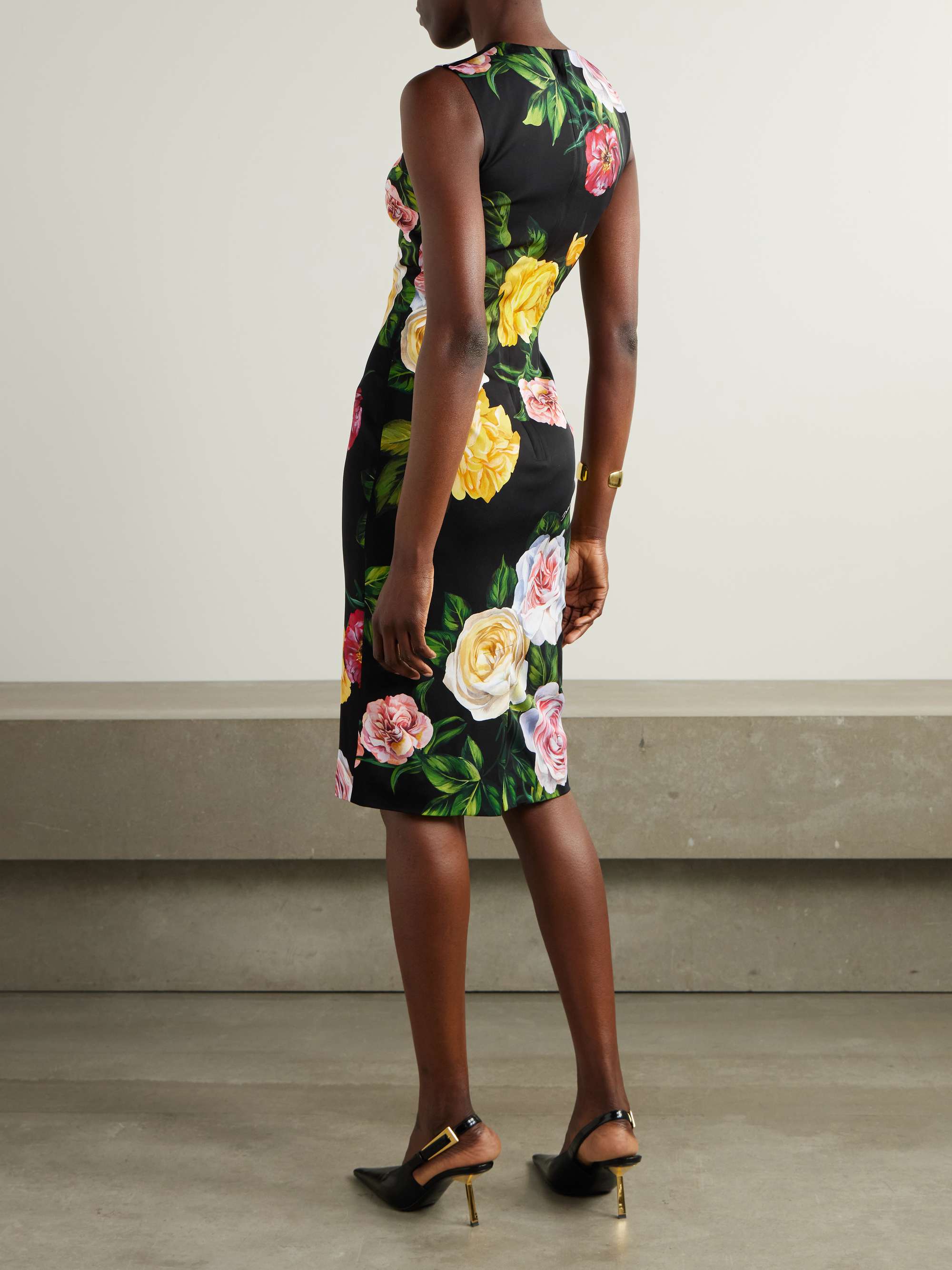 Floral-print stretch-silk charmeuse dress view