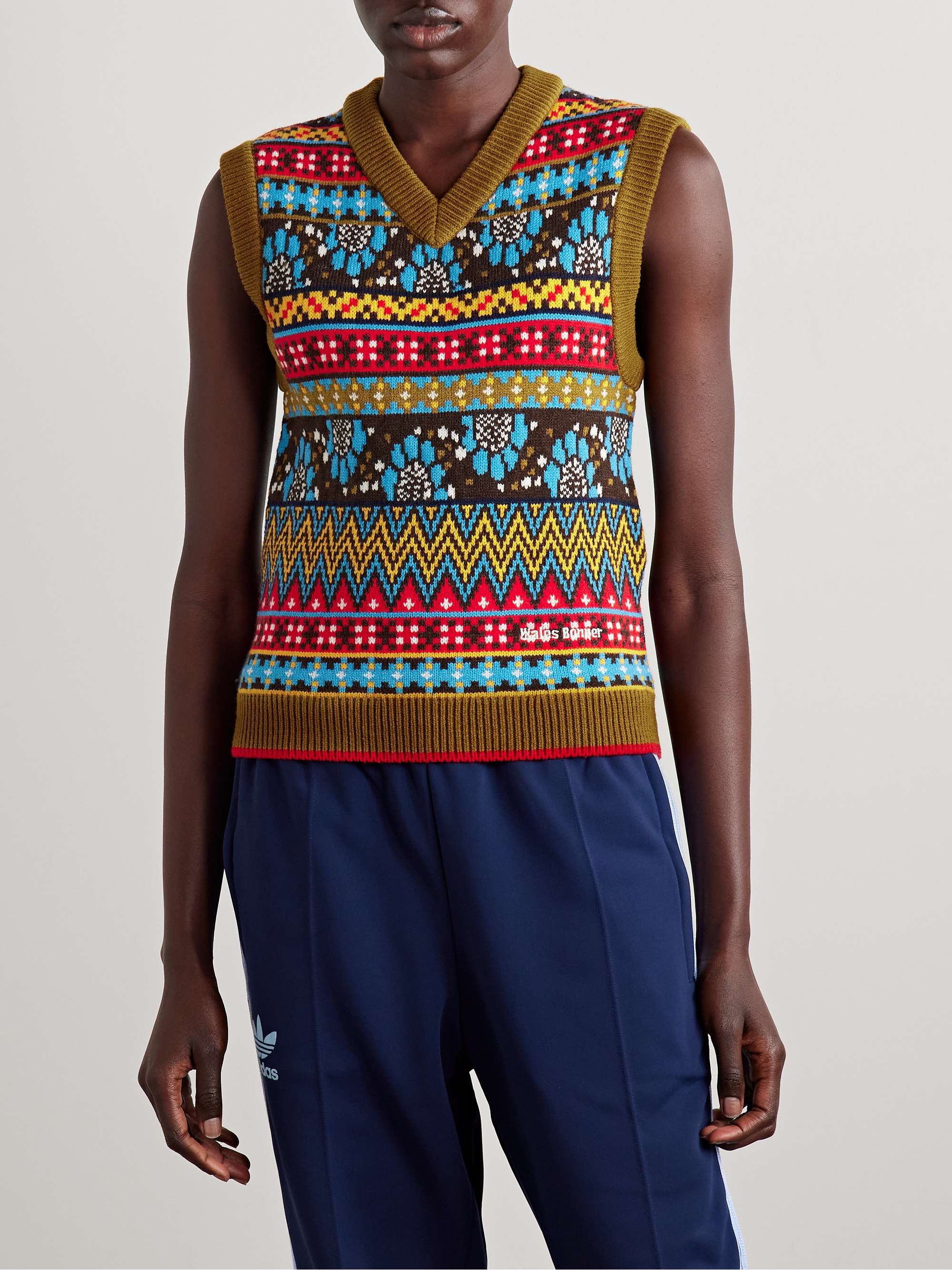 + Wales Bonner embroidered jacquard-knit vest view