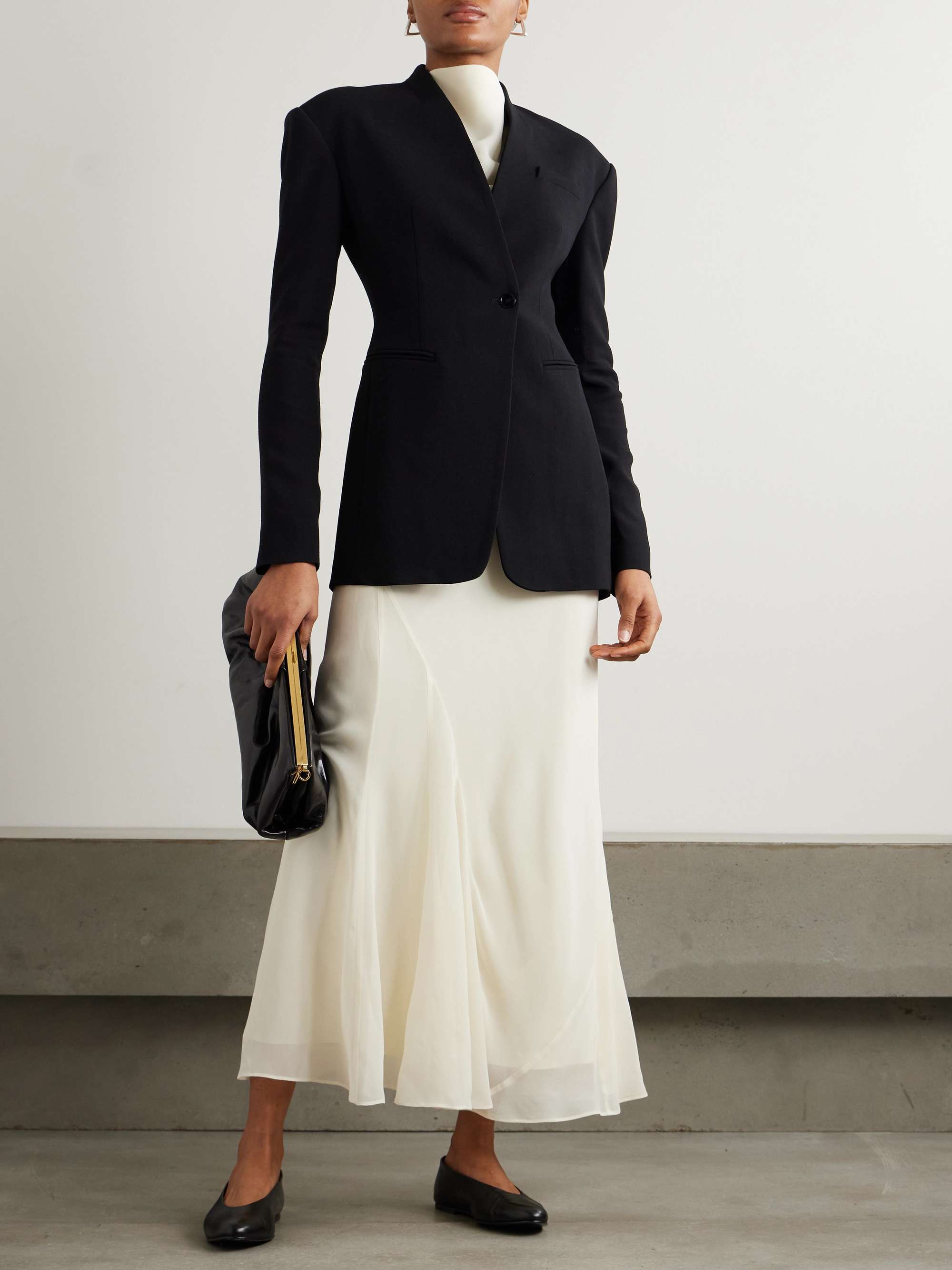 Aster asymmetric crepe blazer view