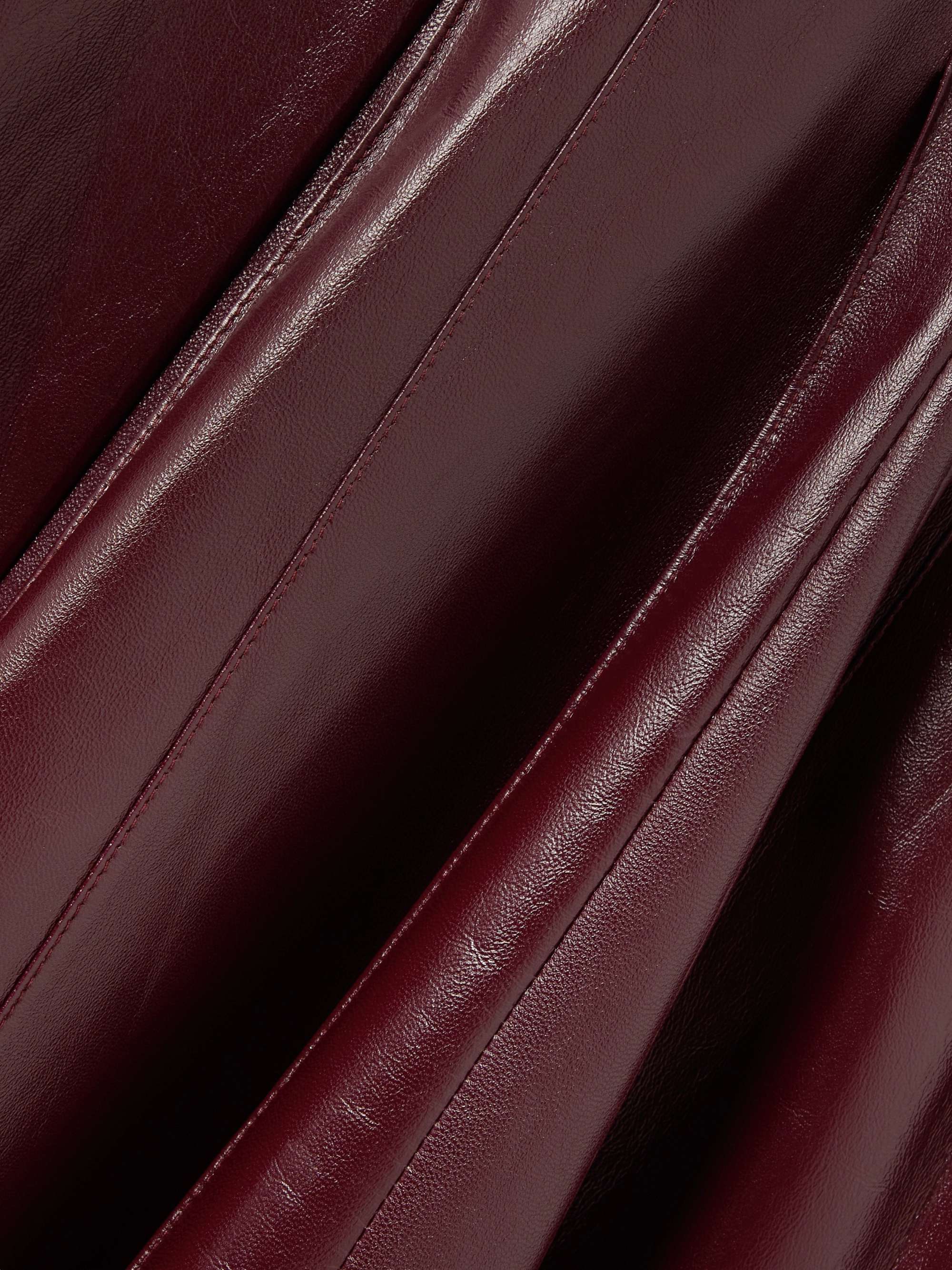 Pleated glossed-leather midi skirt view