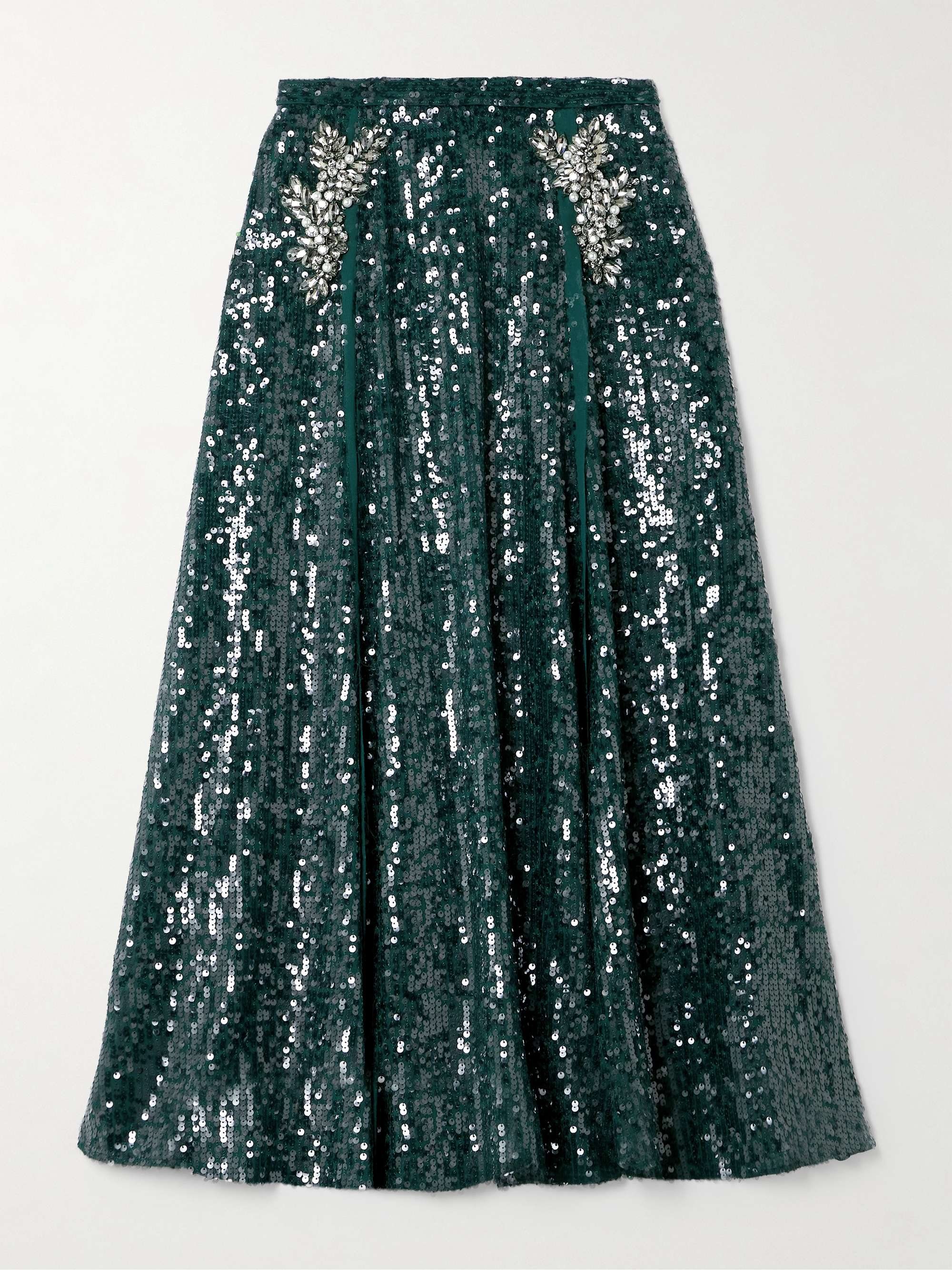 Embellished sequined chiffon midi skirt view