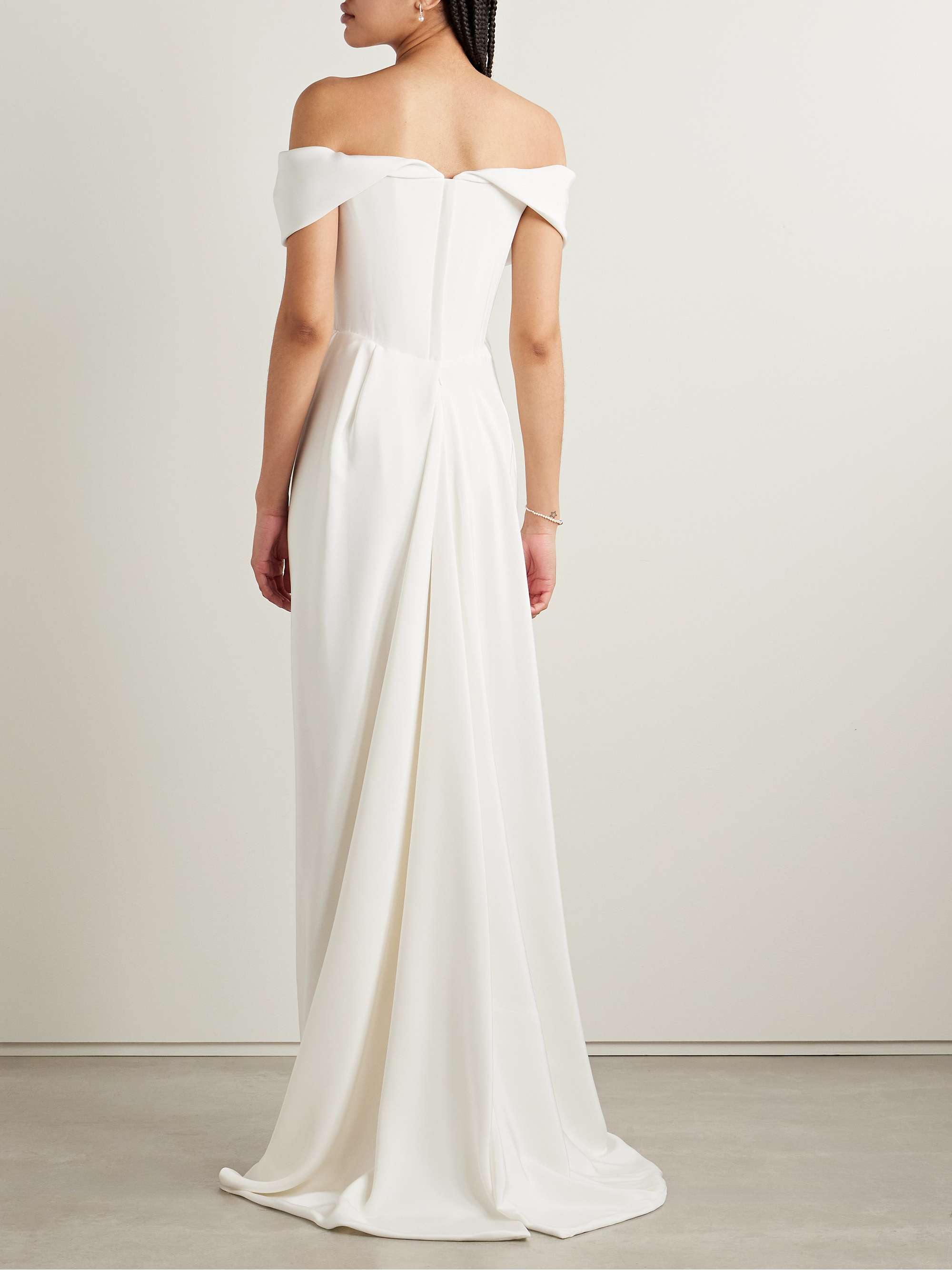 Nova Cocotte off-the-shoulder draped silk-crepe gown view