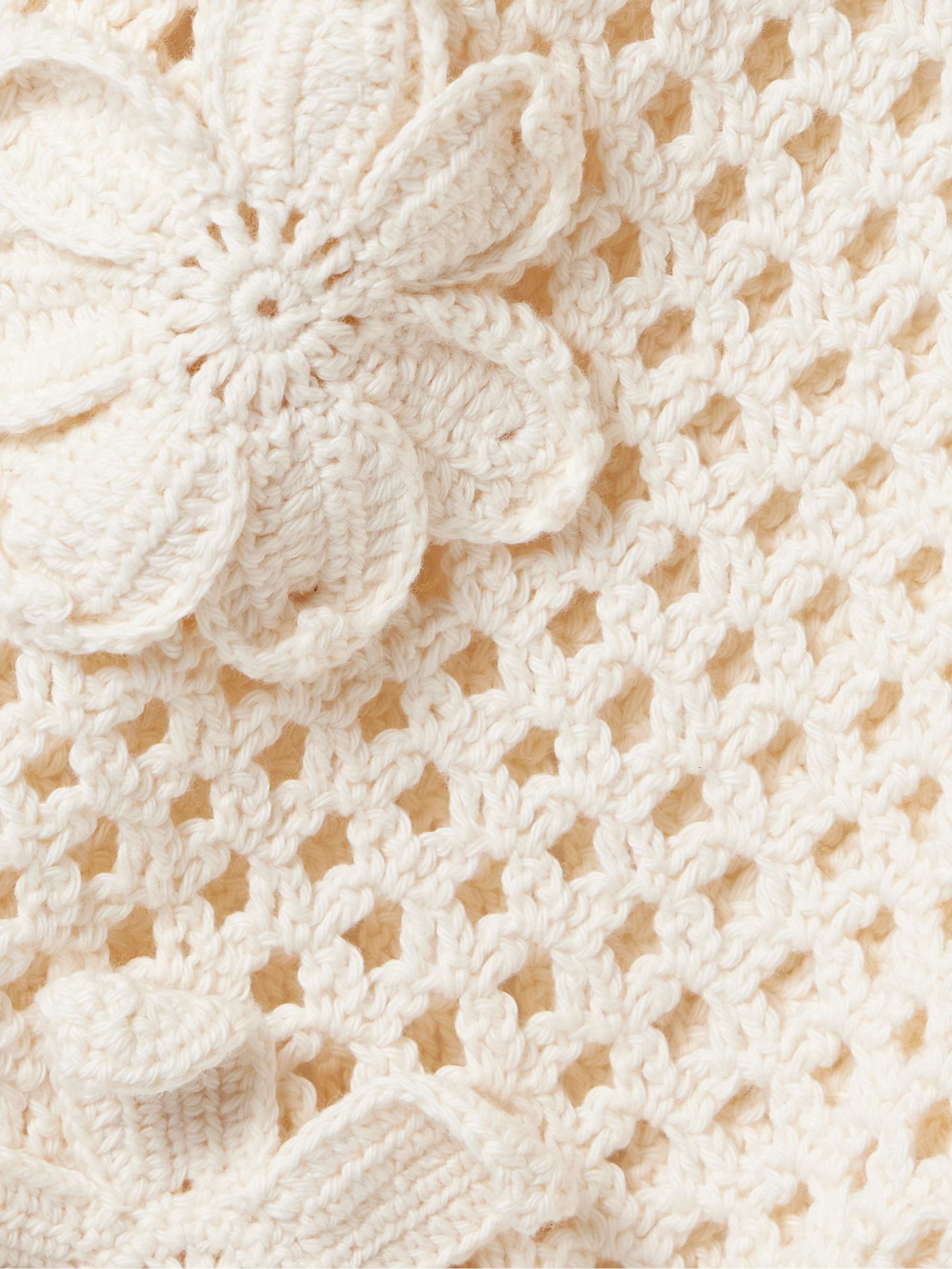 Appliquéd open-knit cotton sweater view