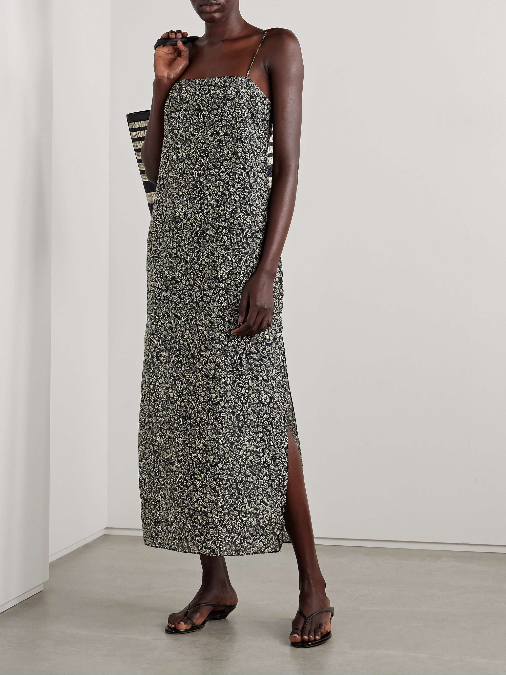 Floral-print organic cotton and silk-blend midi dress view