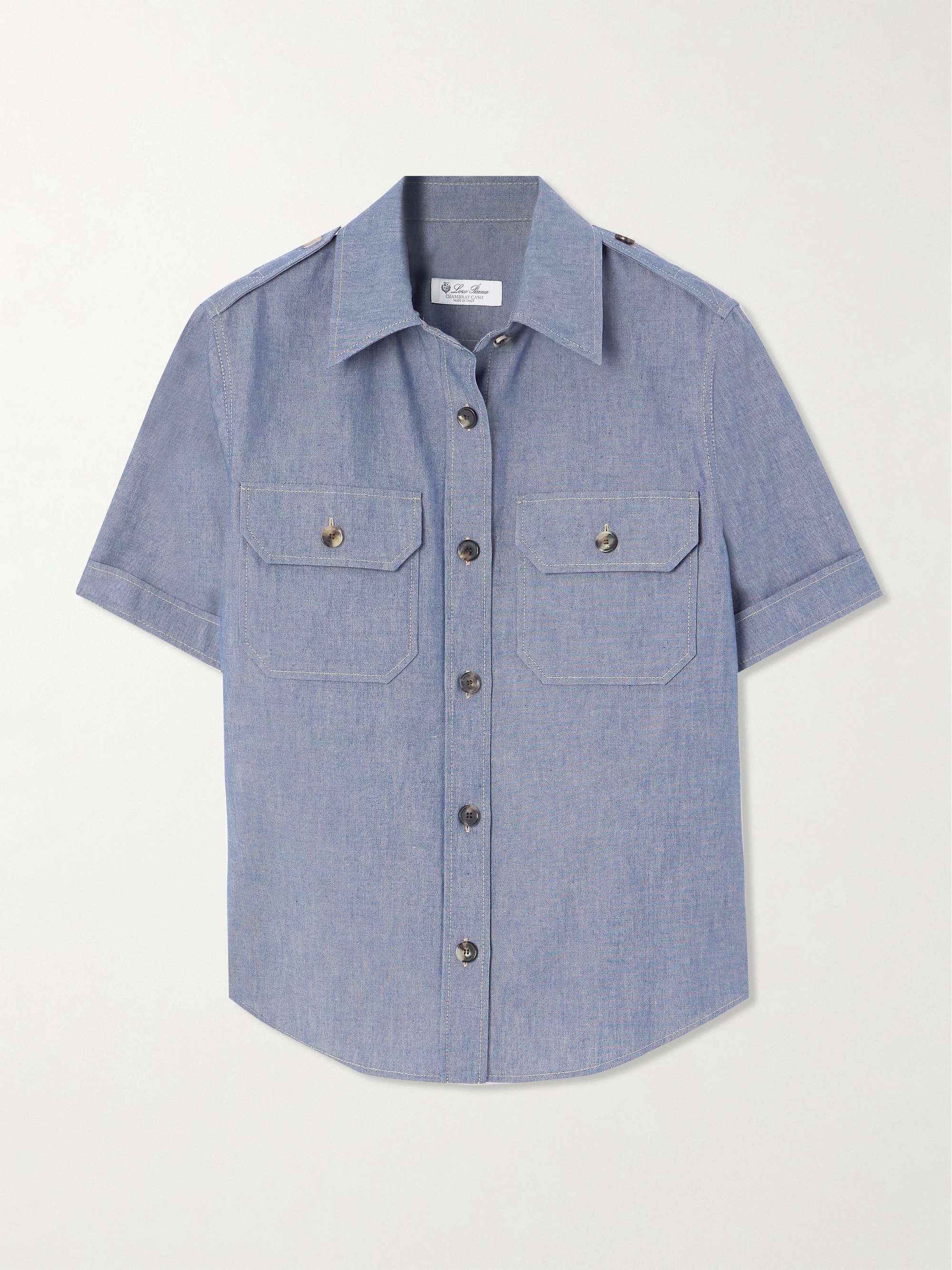 Annalisa cotton and cashmere-blend chambray shirt view