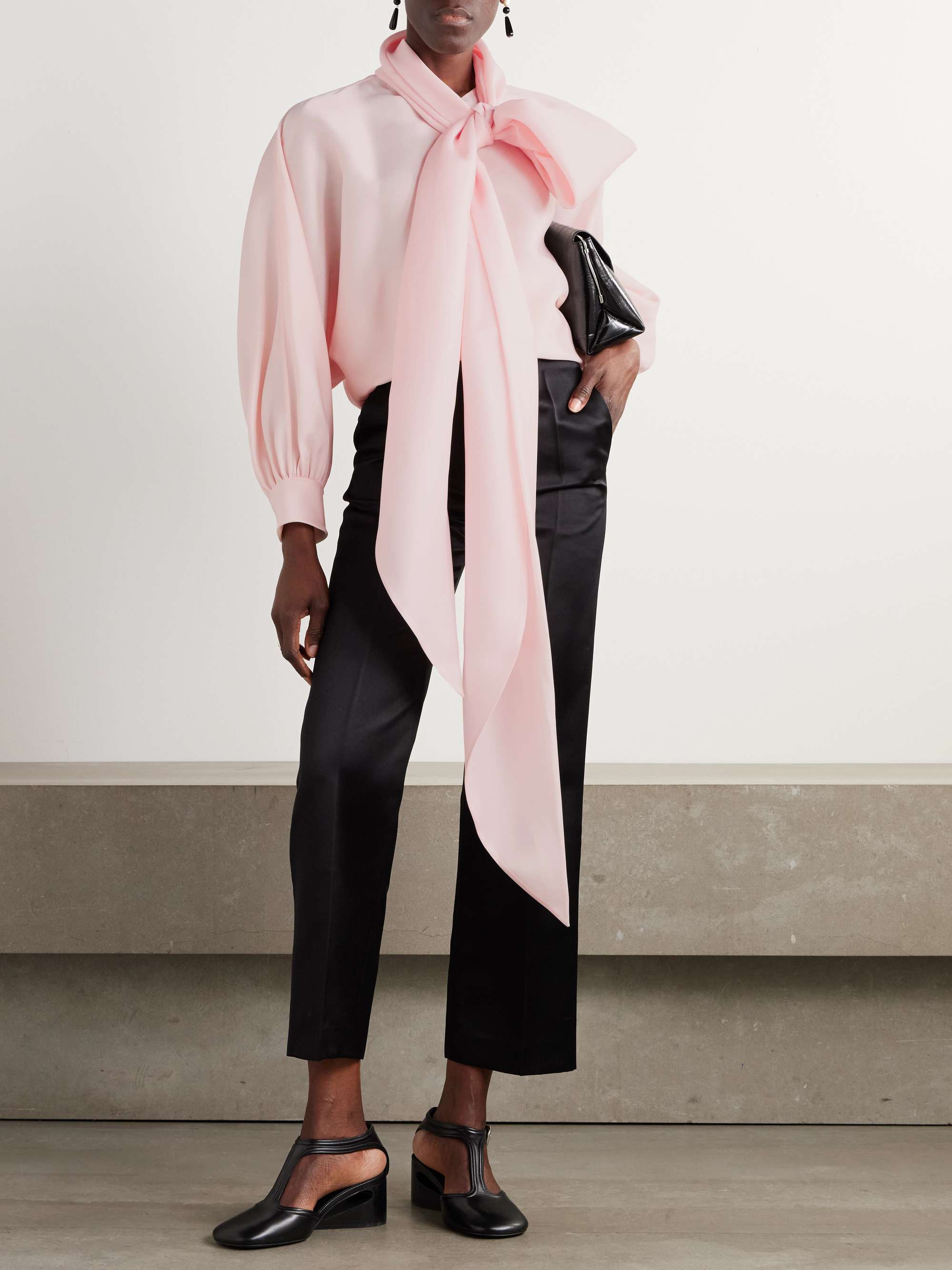 Duchesse silk-satin straight-leg pants view
