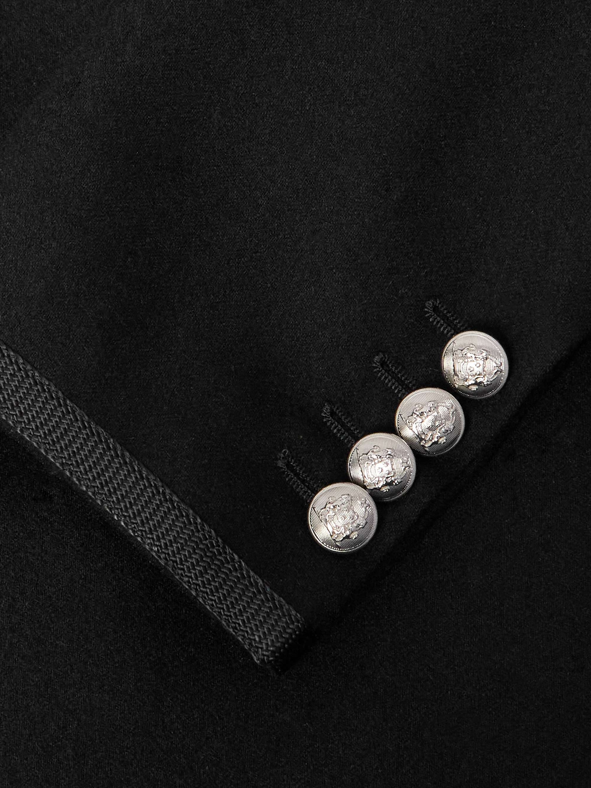 Slim-Fit Cropped Webbing-Trimmed Cashmere-Felt Jacket view