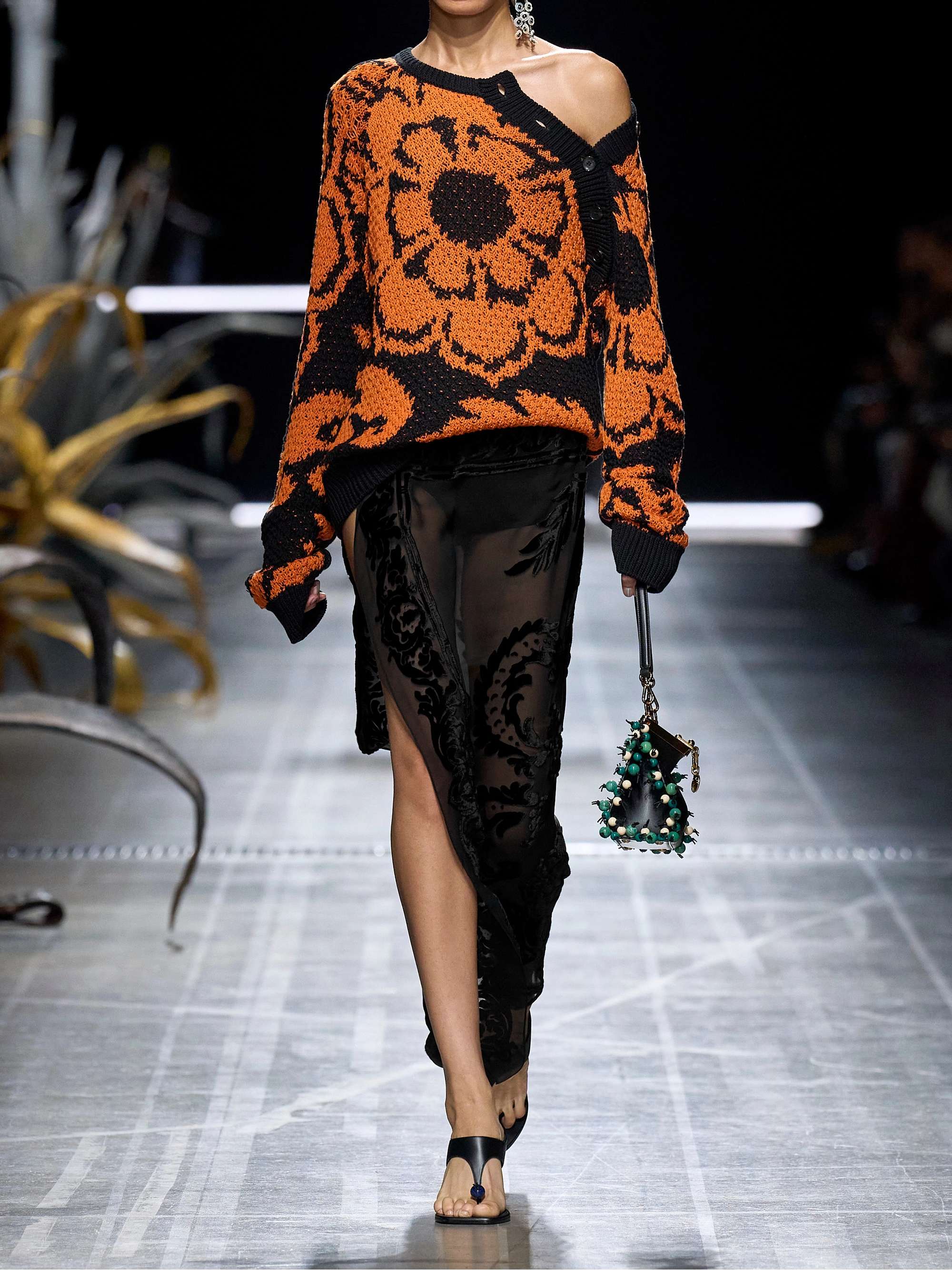Asymmetric devoré-velvet wrap skirt view