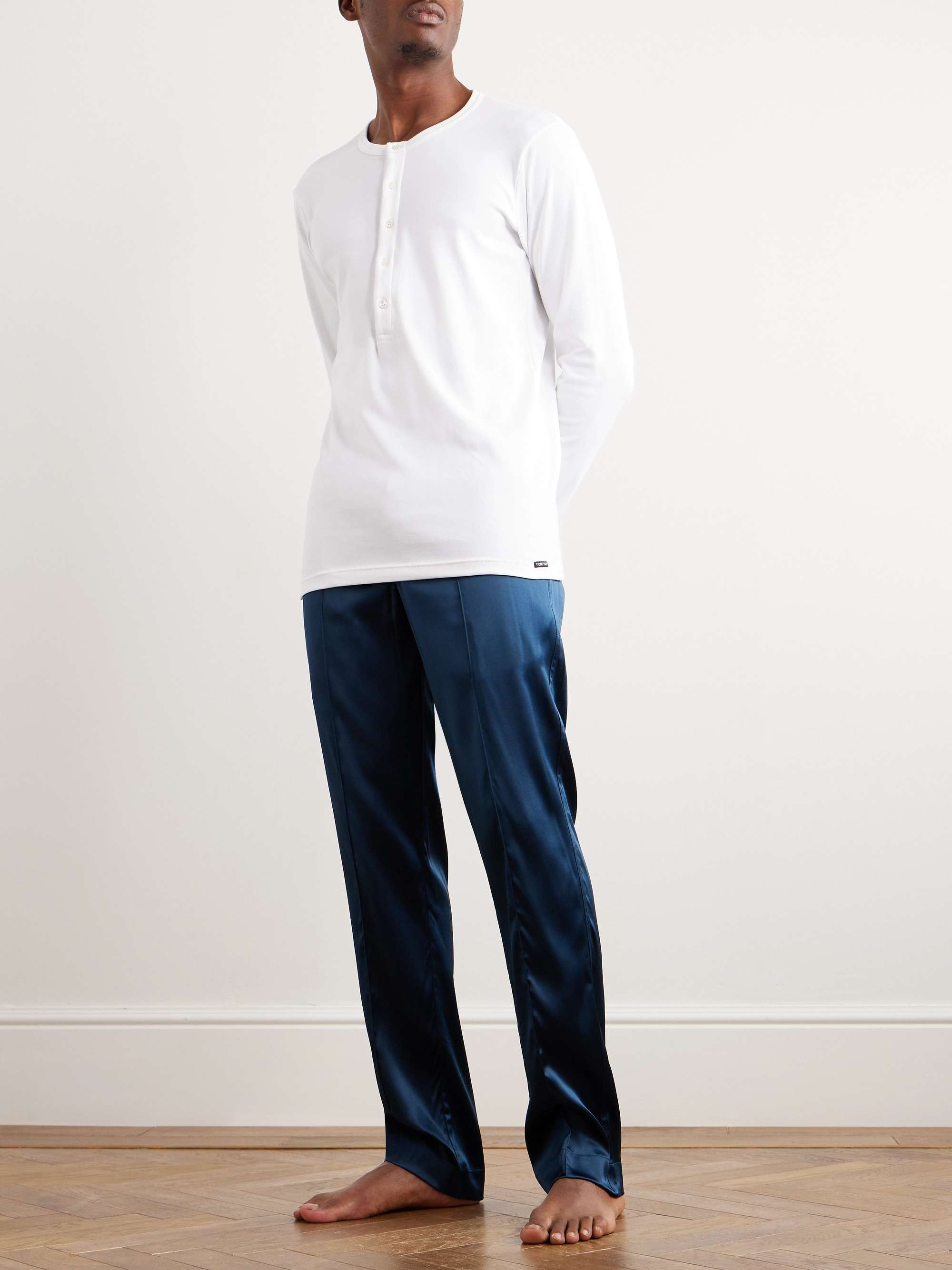 Stretch-Cotton Jersey Henley Pyjama T-Shirt view