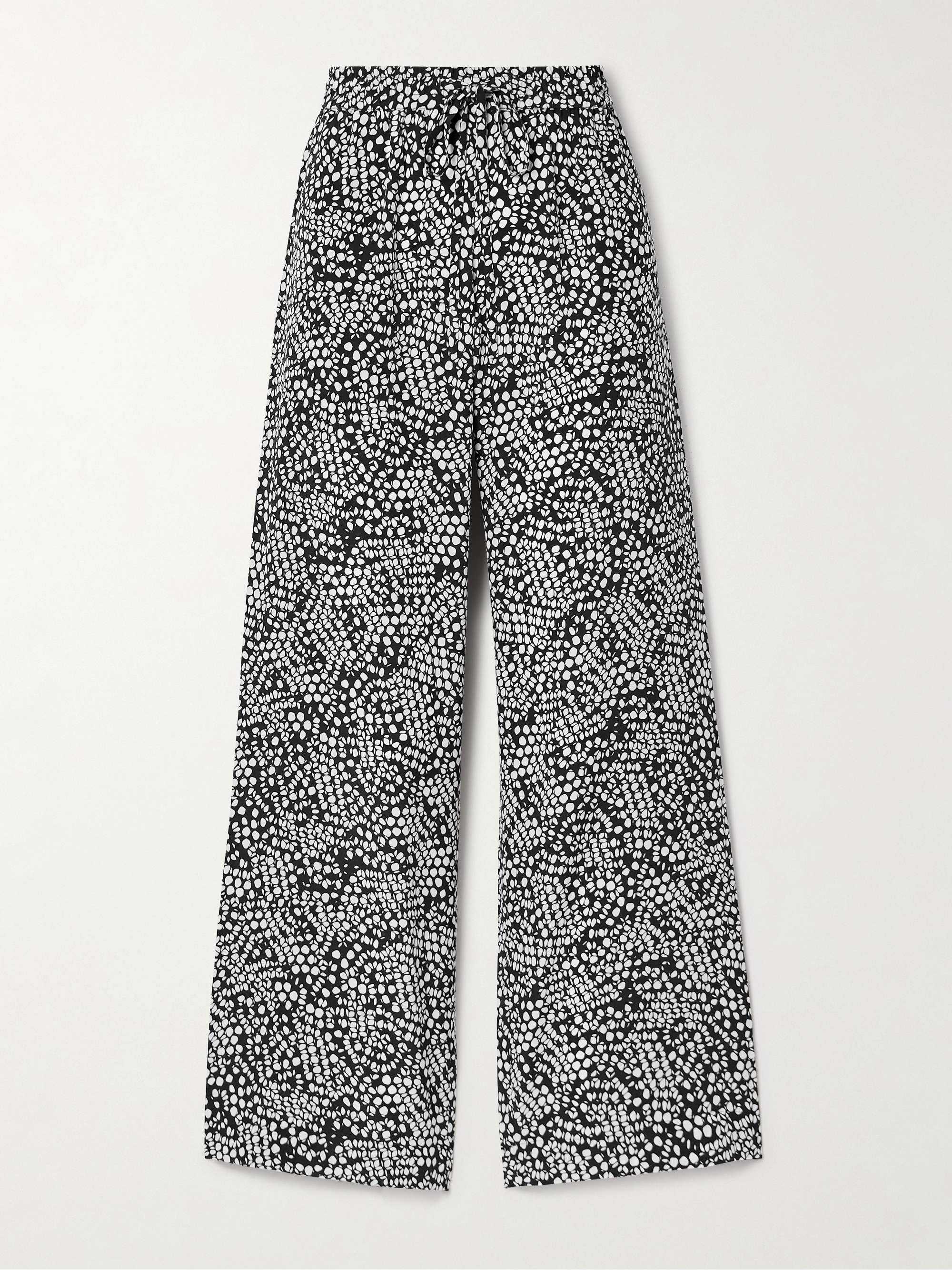 Polka-dot silk crepe de chine track pants view