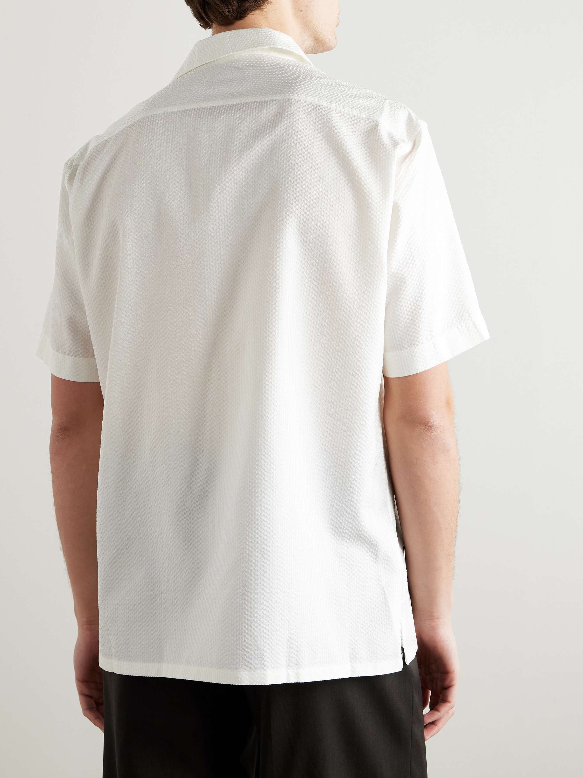 Convertible-Collar Silk-Seersucker Shirt view