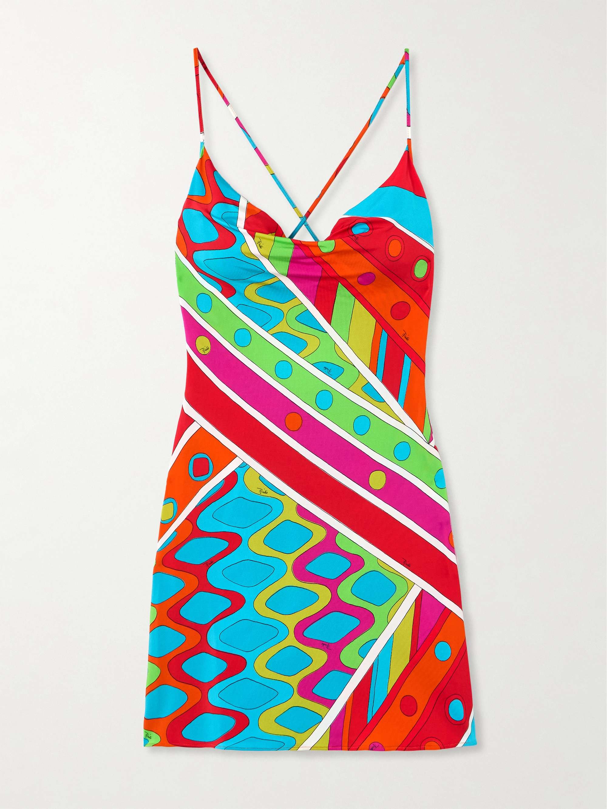 Draped printed satin-jersey mini dress view