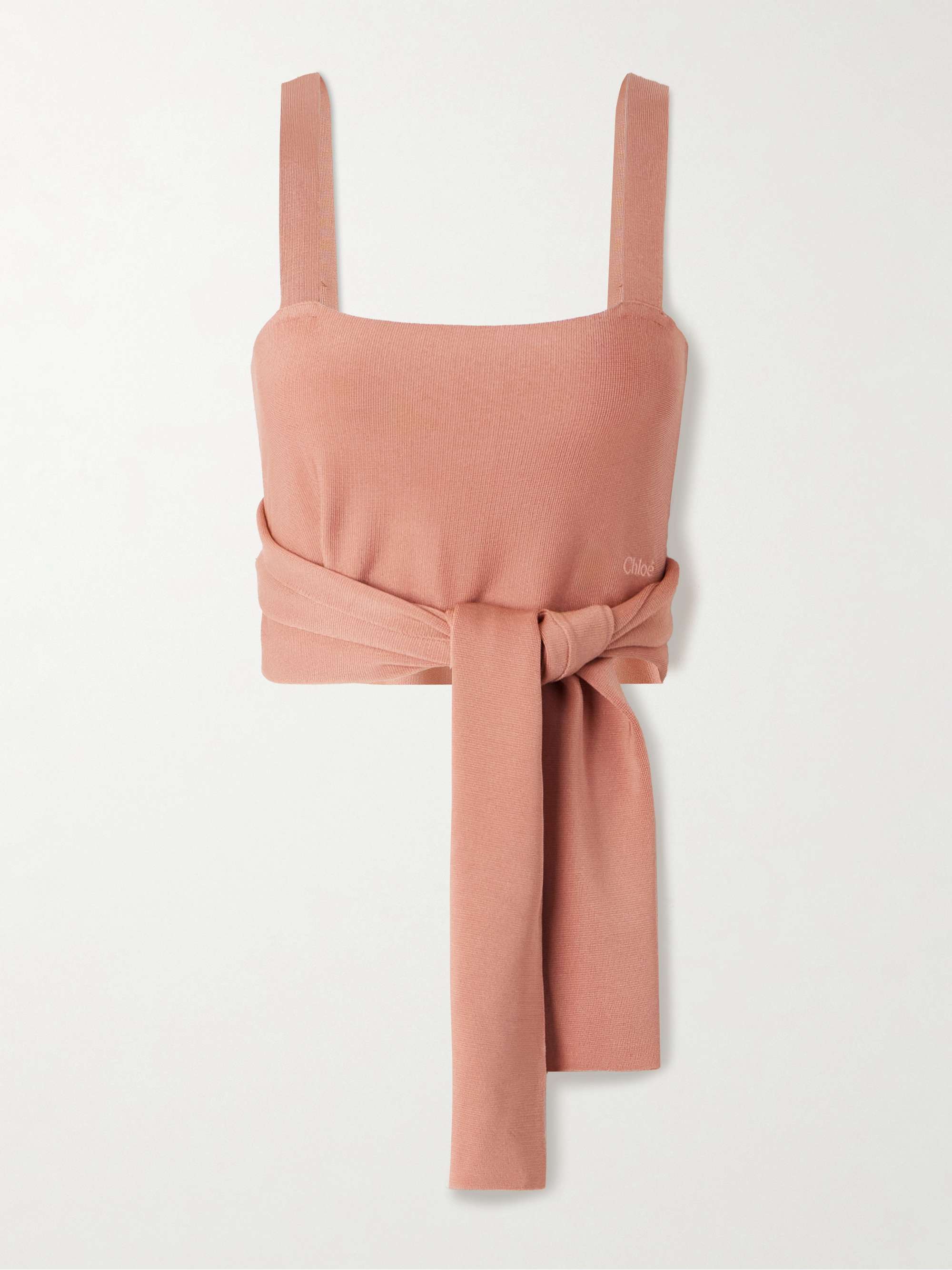 Cropped jersey wrap top view