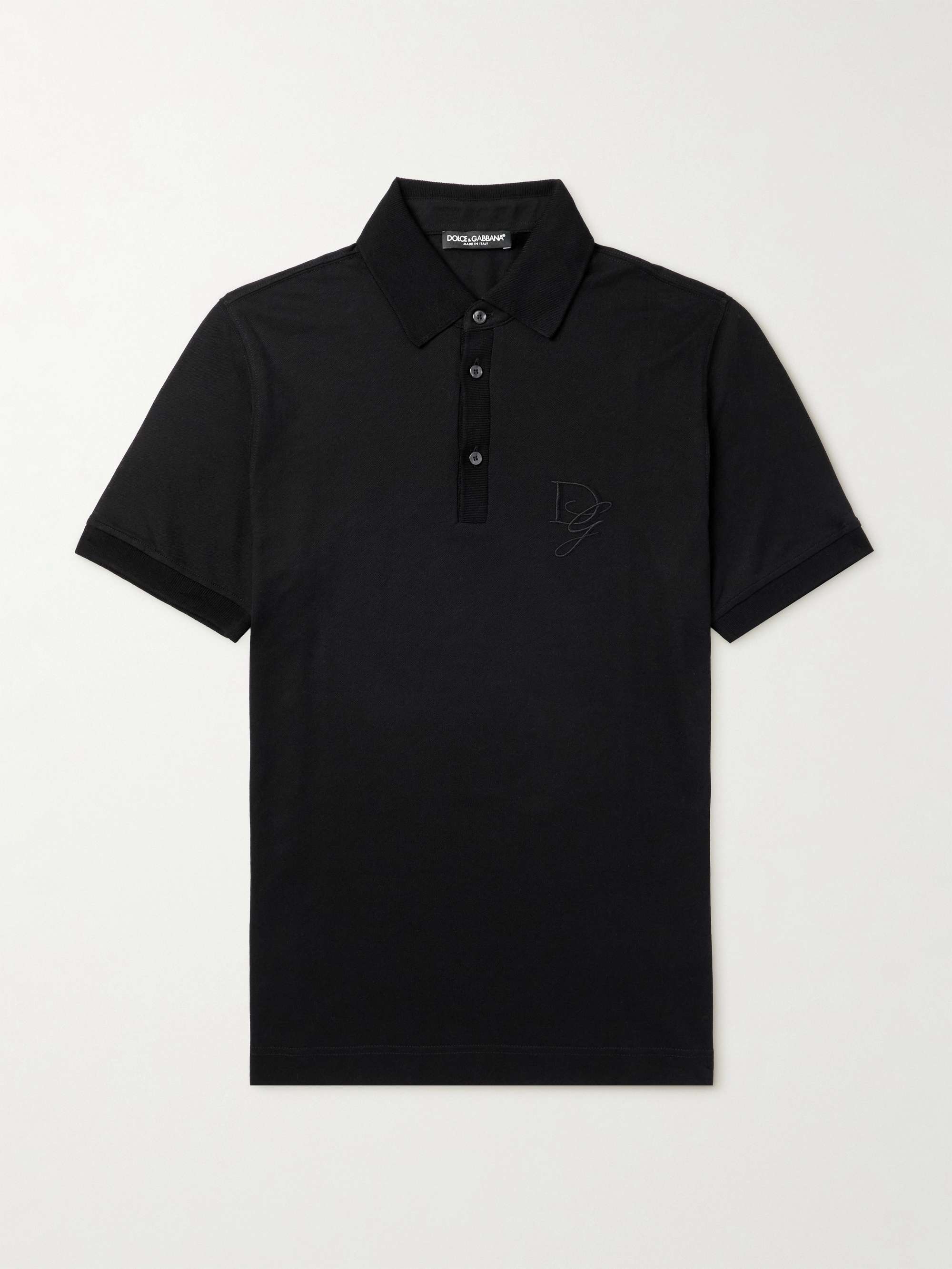 Logo-Embroidered Cotton-Piqué and Twill Polo Shirt view