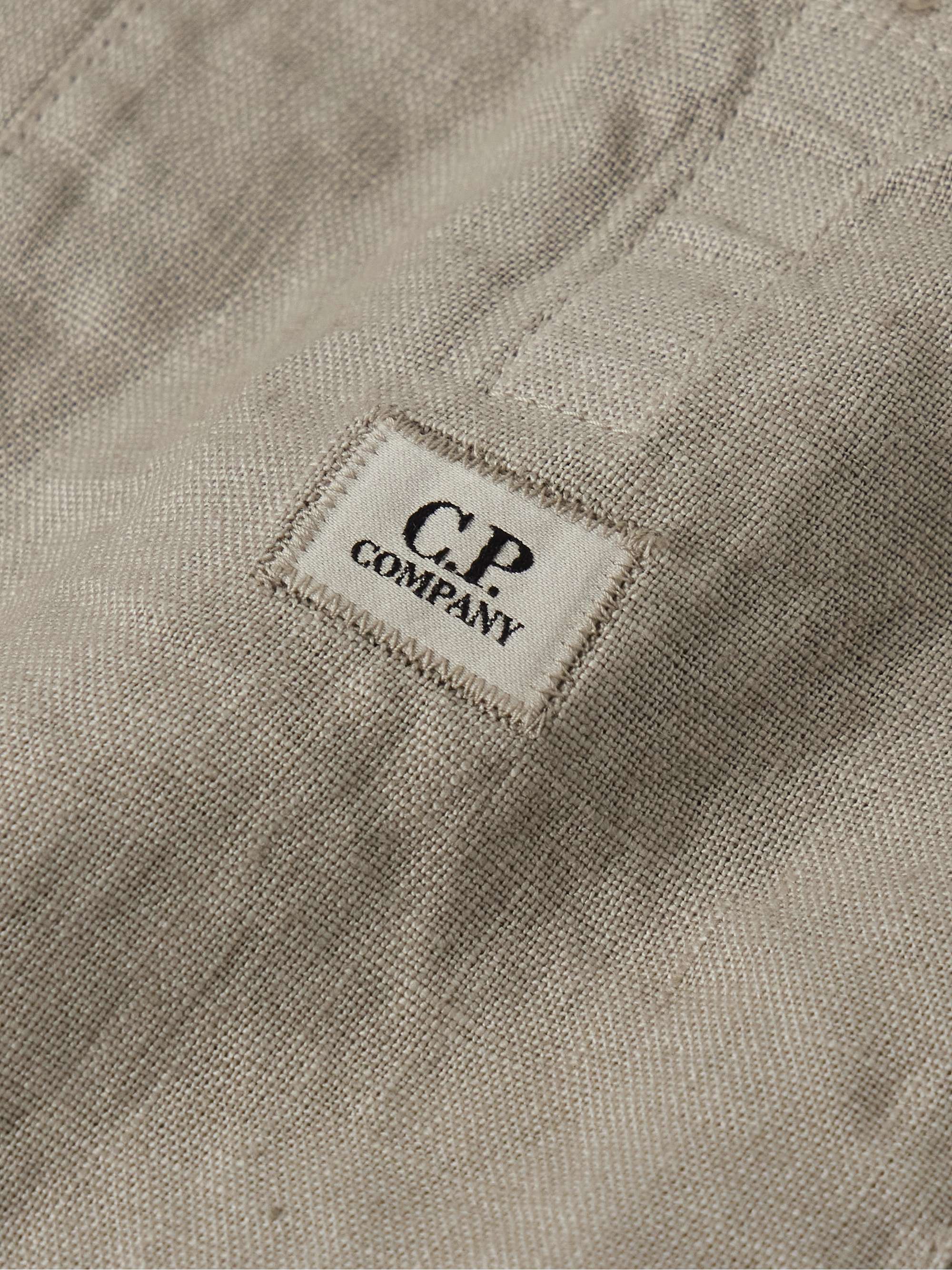 Straight-Leg Pleated Linen Cargo Shorts view