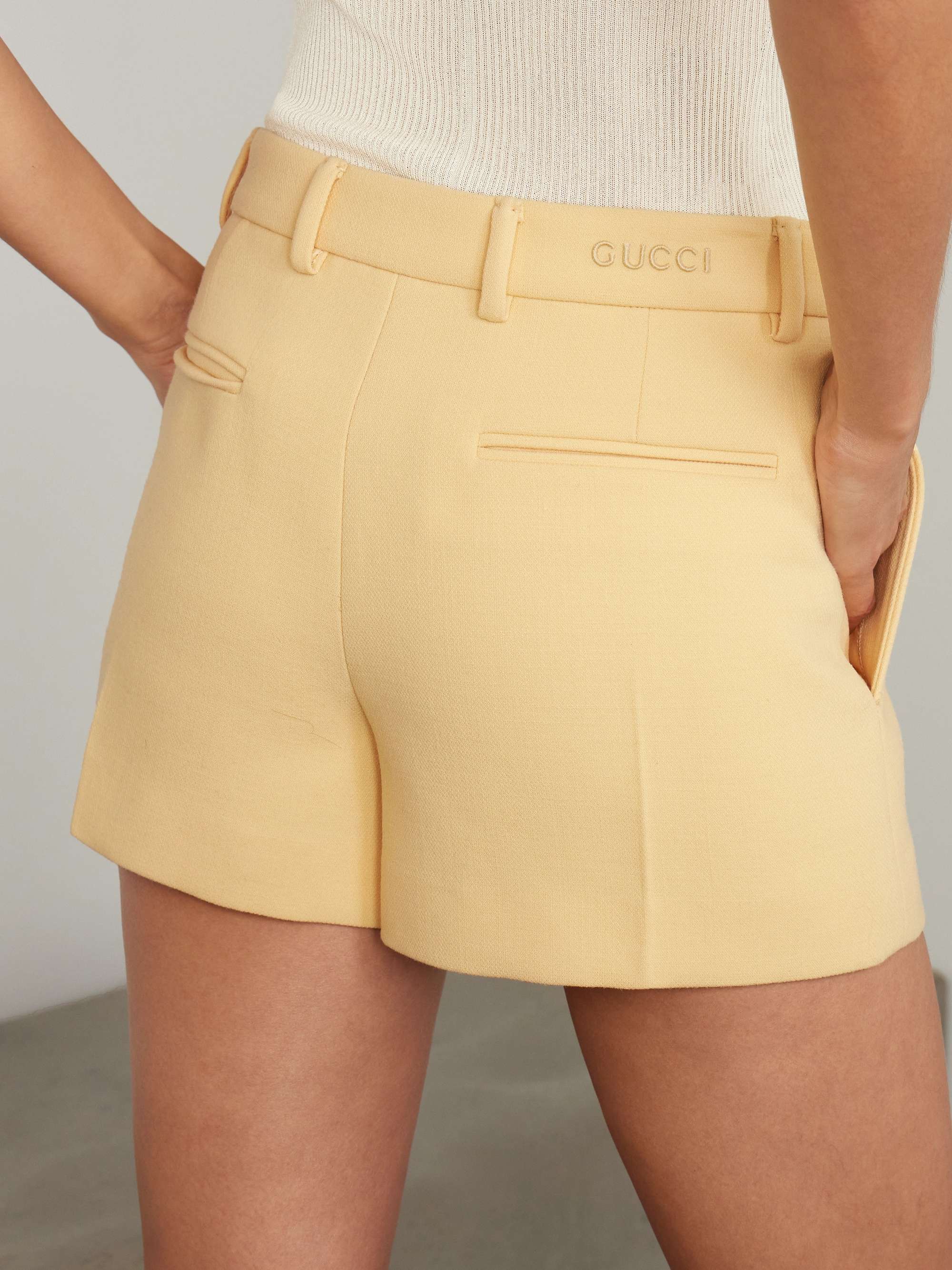 Embroidered grain de poudre wool shorts view
