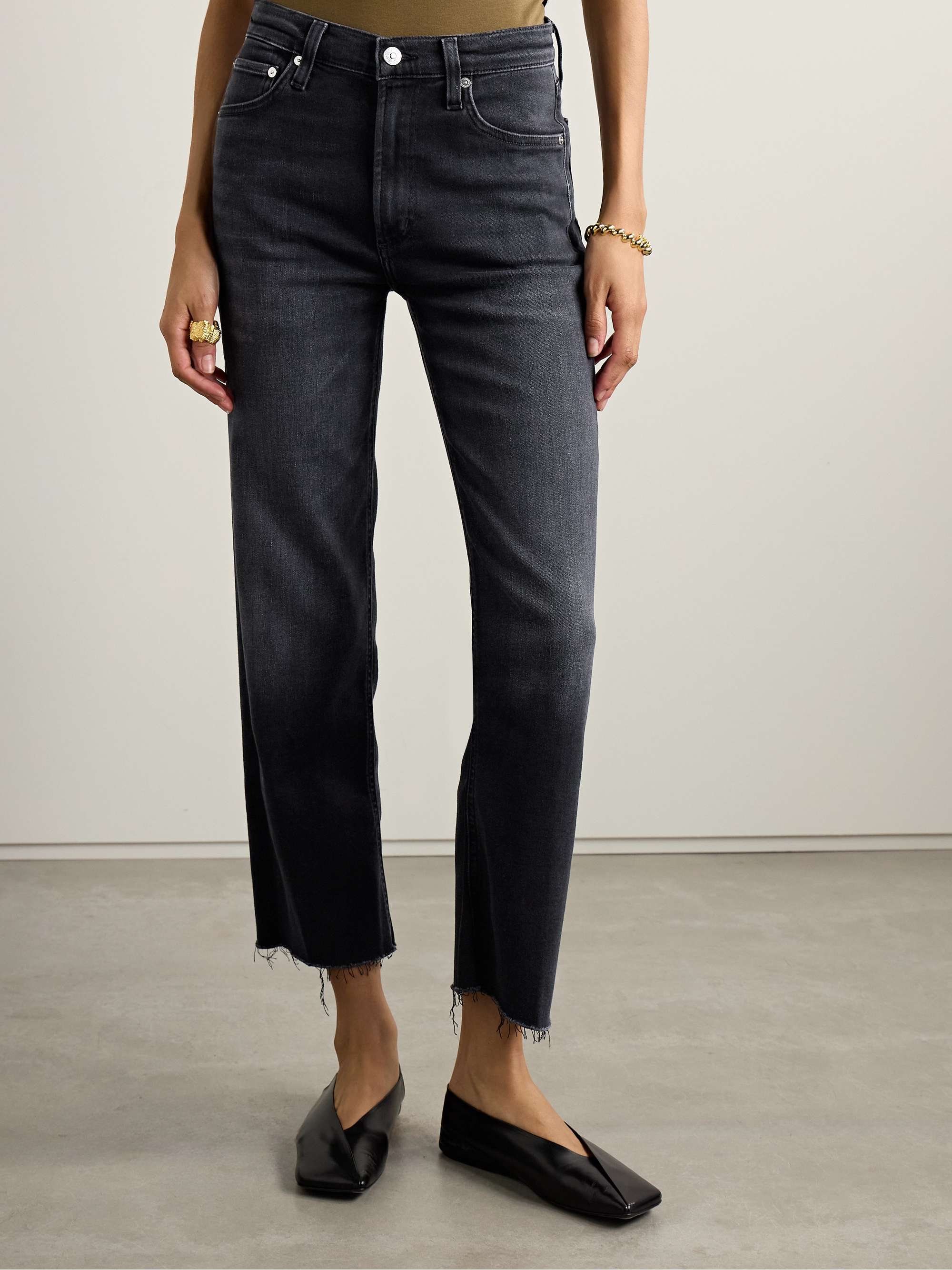 Palma frayed high-rise straight-leg jeans view