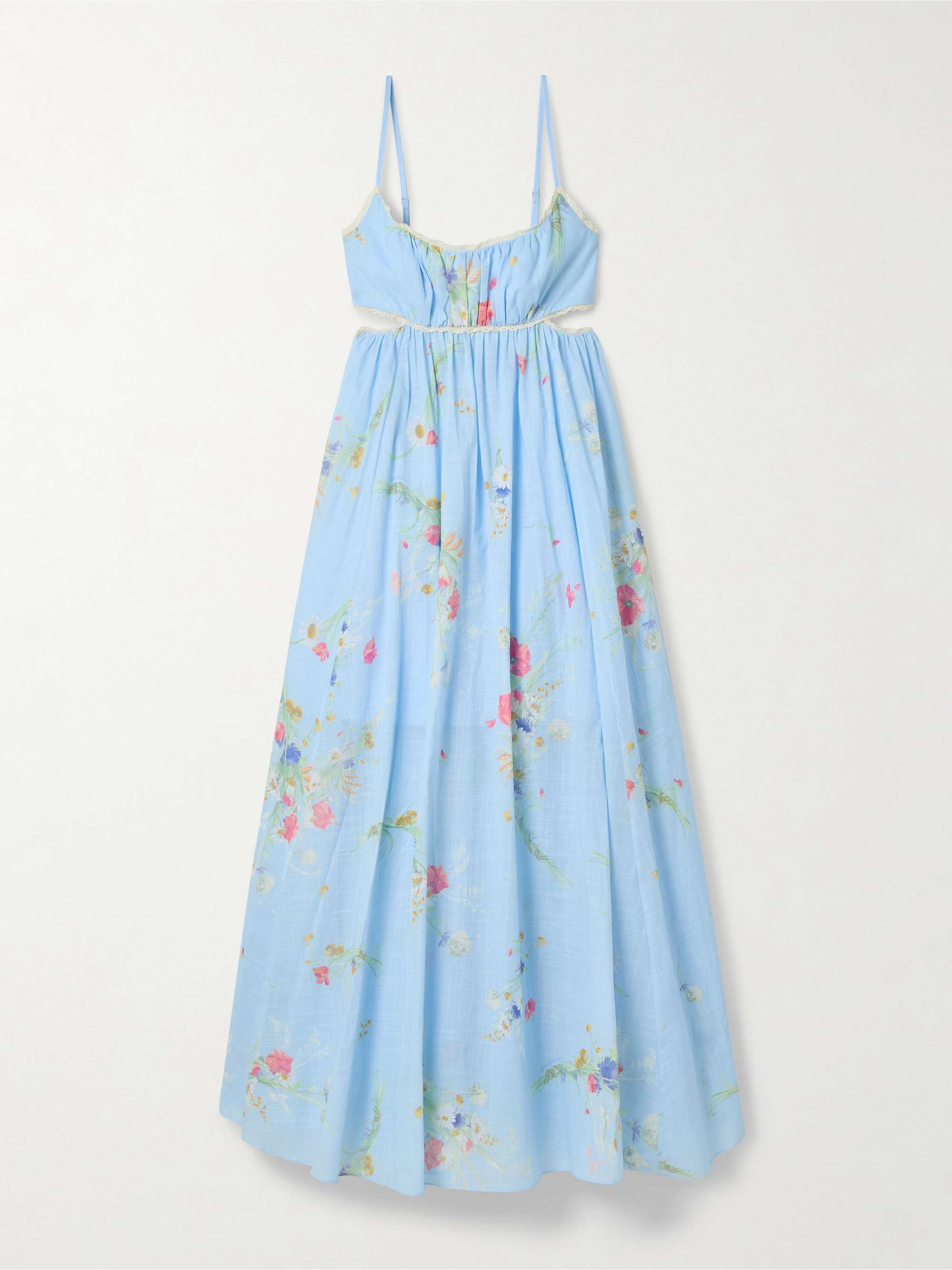 Lucky Picnic cutout crocheted lace-trimmed printed cotton-voile maxi dress view