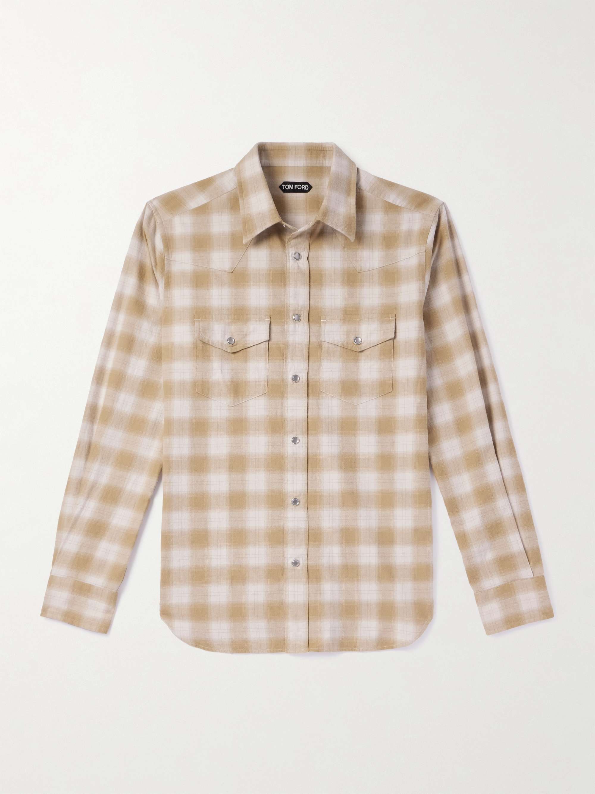 Checked Cotton-Flannel Western Shirt view