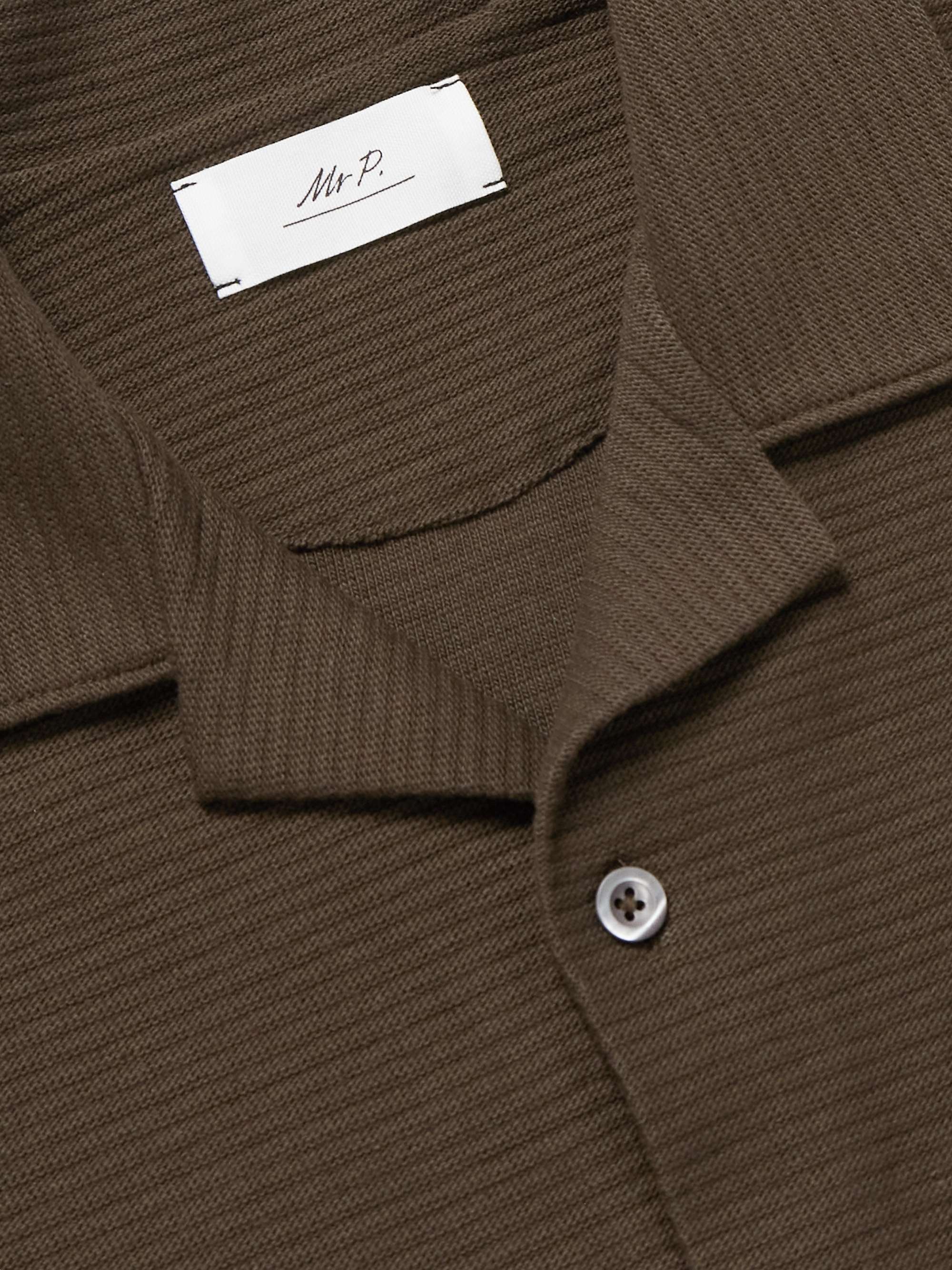 Camp-Collar Ribbed Organic Cotton-Jersey Shirt view