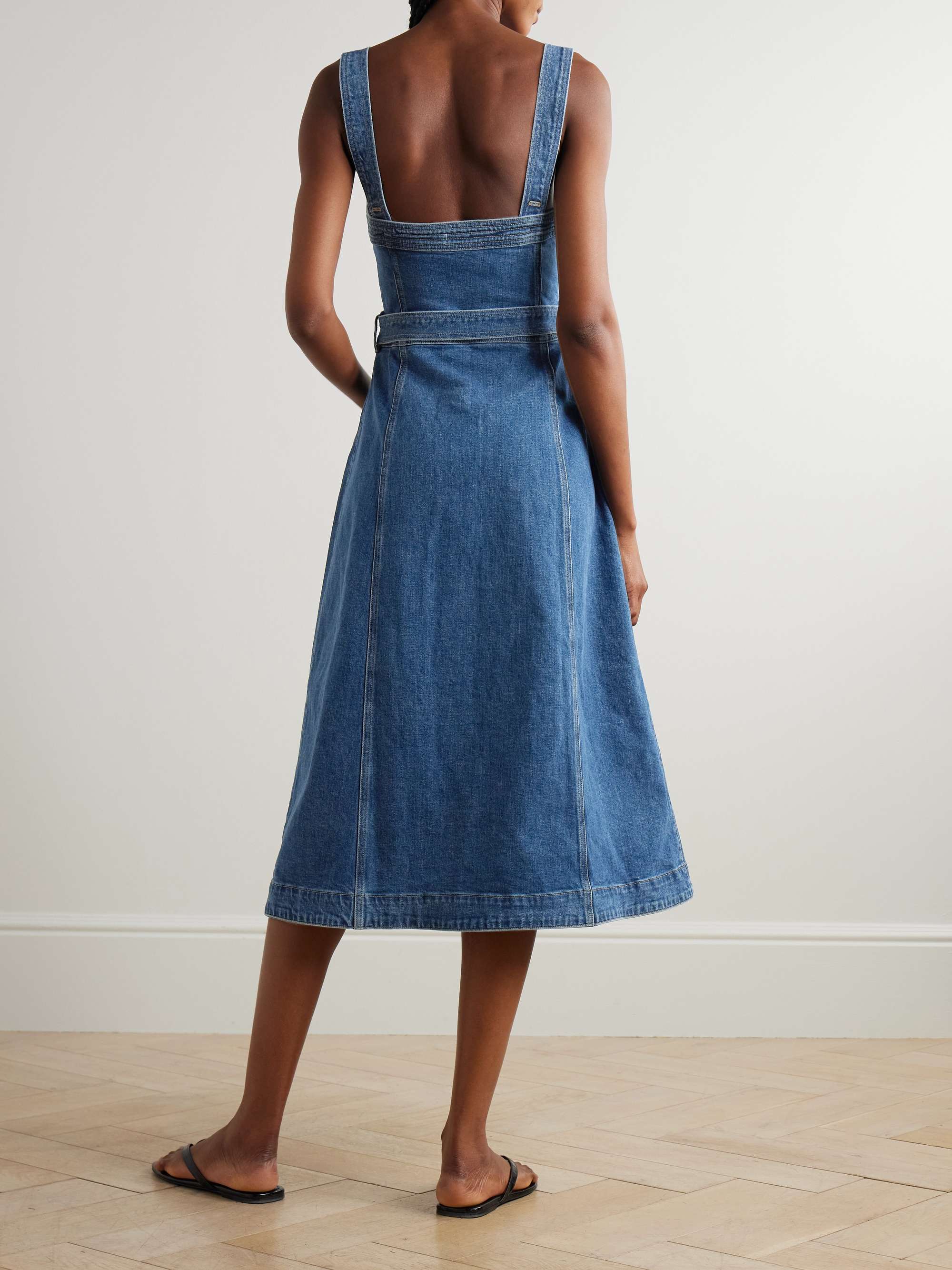 Alba belted stretch-denim midi dress view