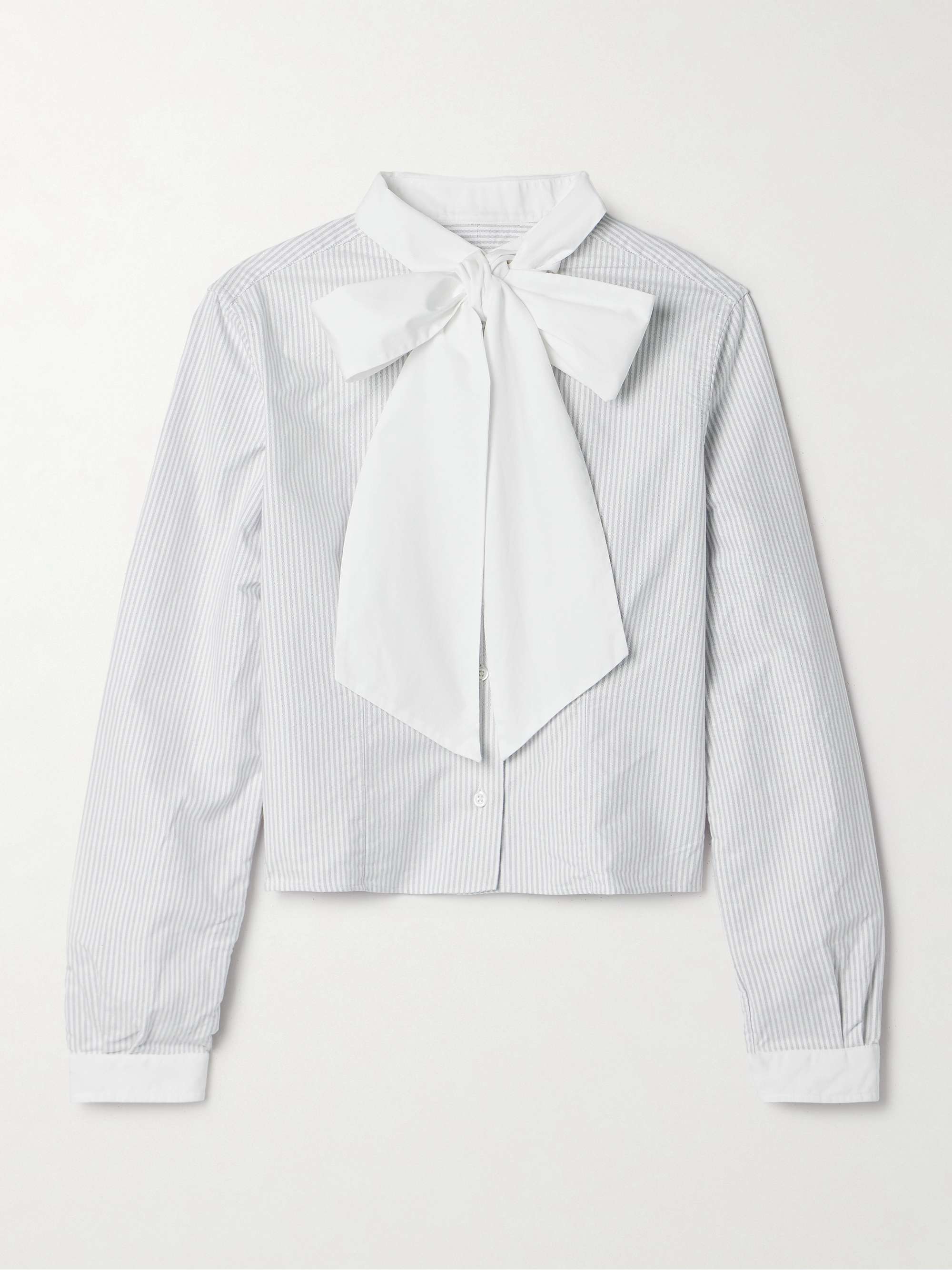 Cropped poplin-trimmed striped cotton Oxford shirt view