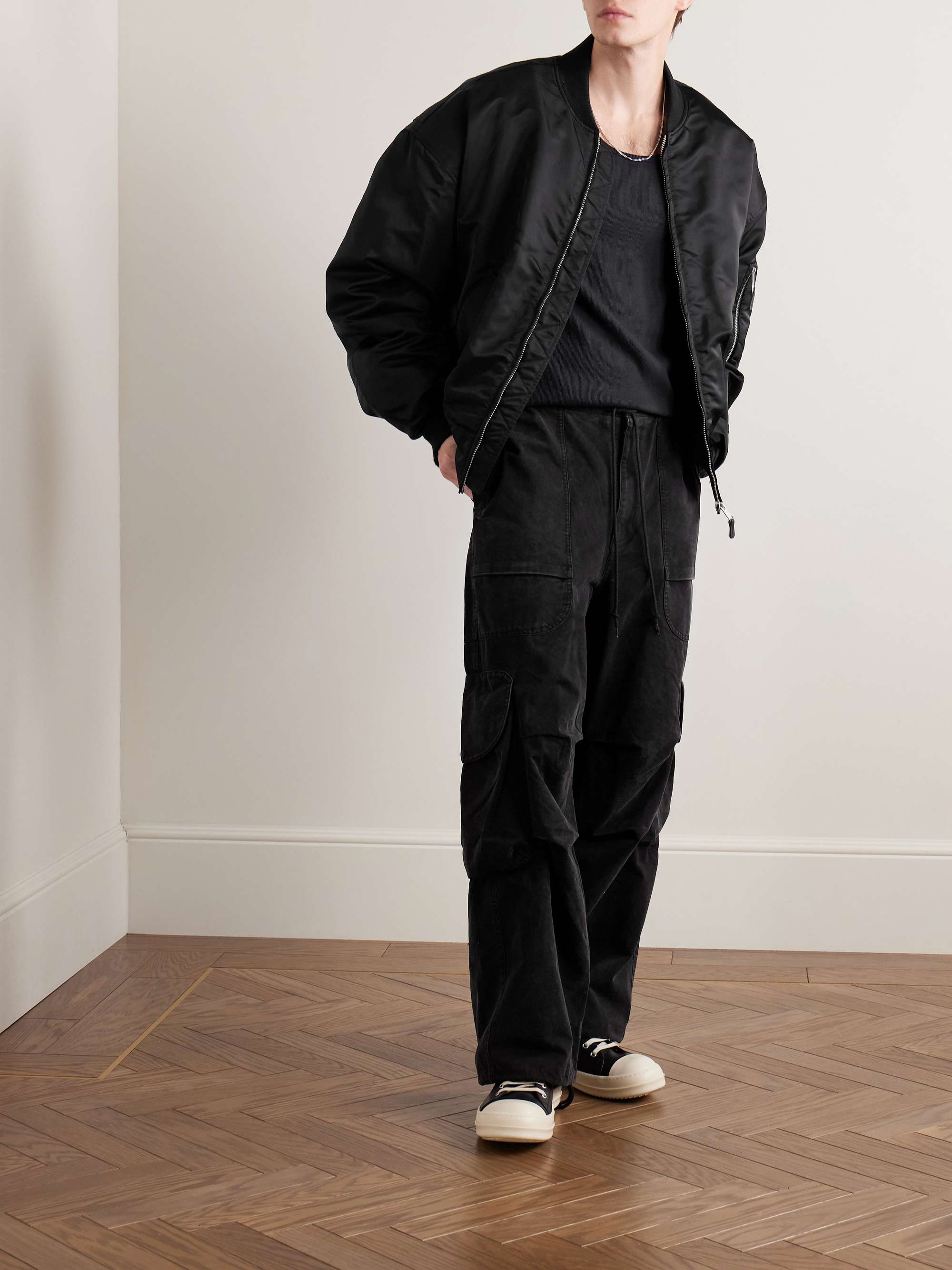 Broad Oversized Satin Bomber Jacket view
