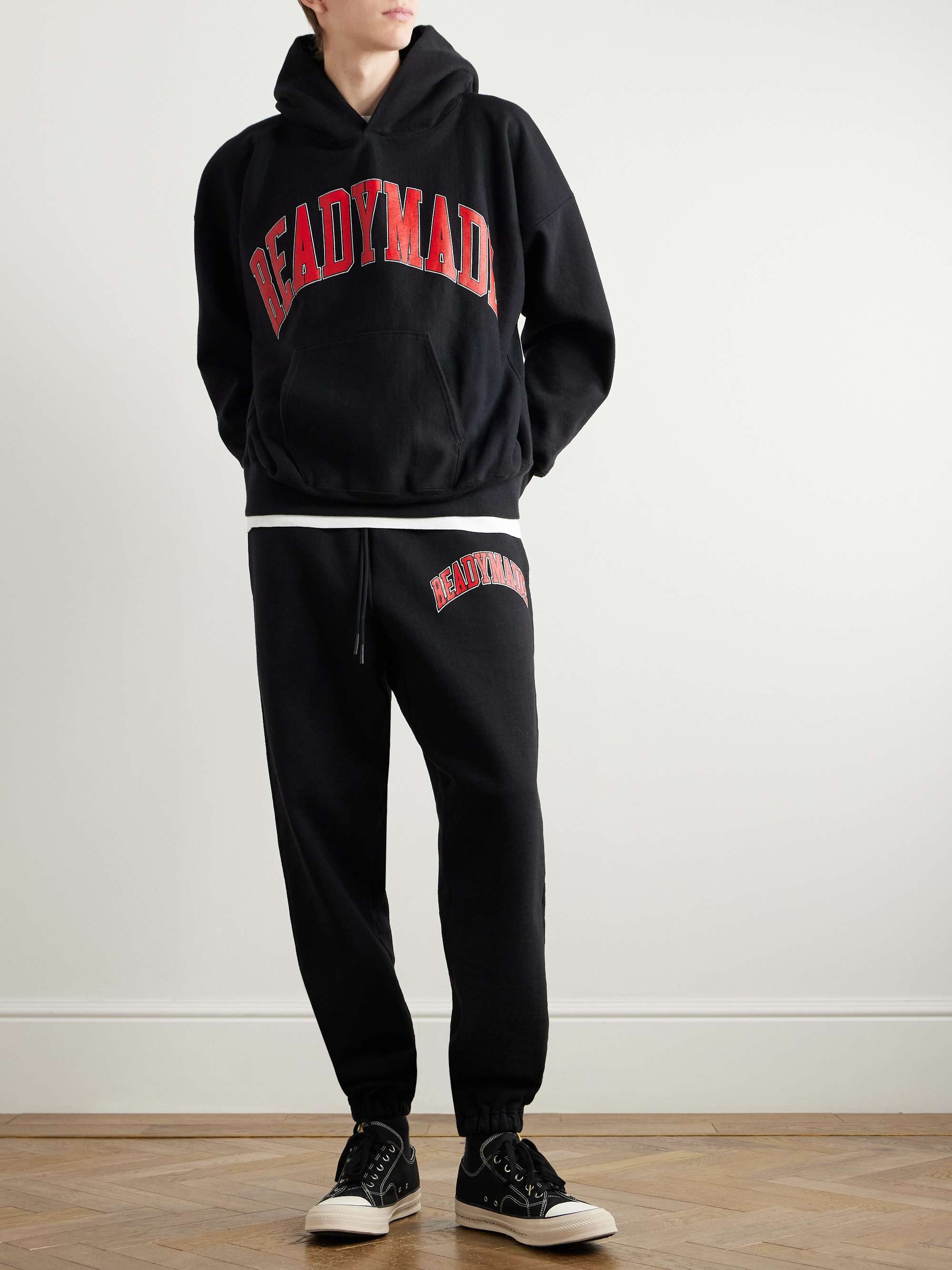 Tapered Logo-Print Cotton-Blend Jersey Sweatpants view