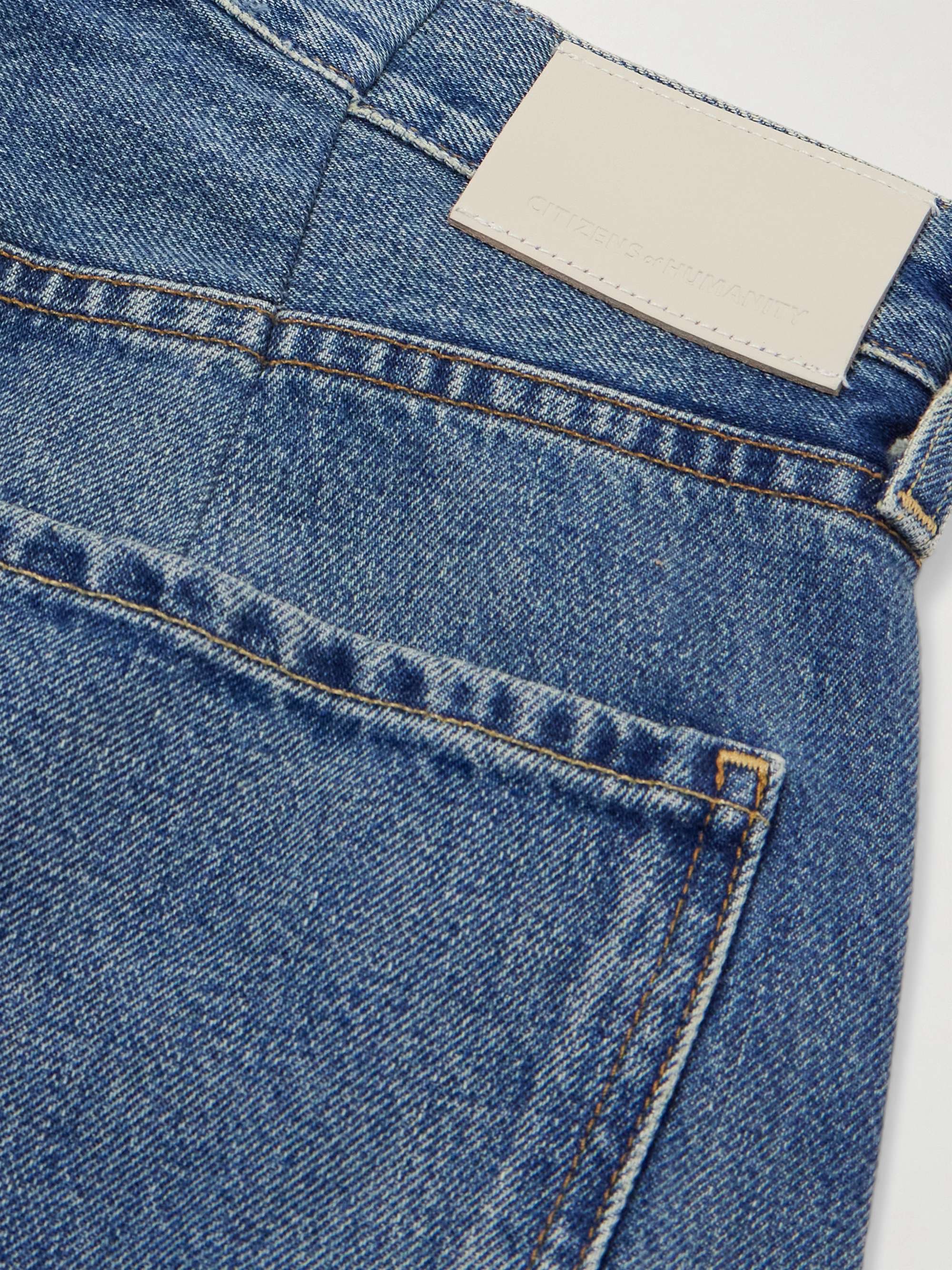 Horseshoe frayed high-rise barrel-leg jeans view