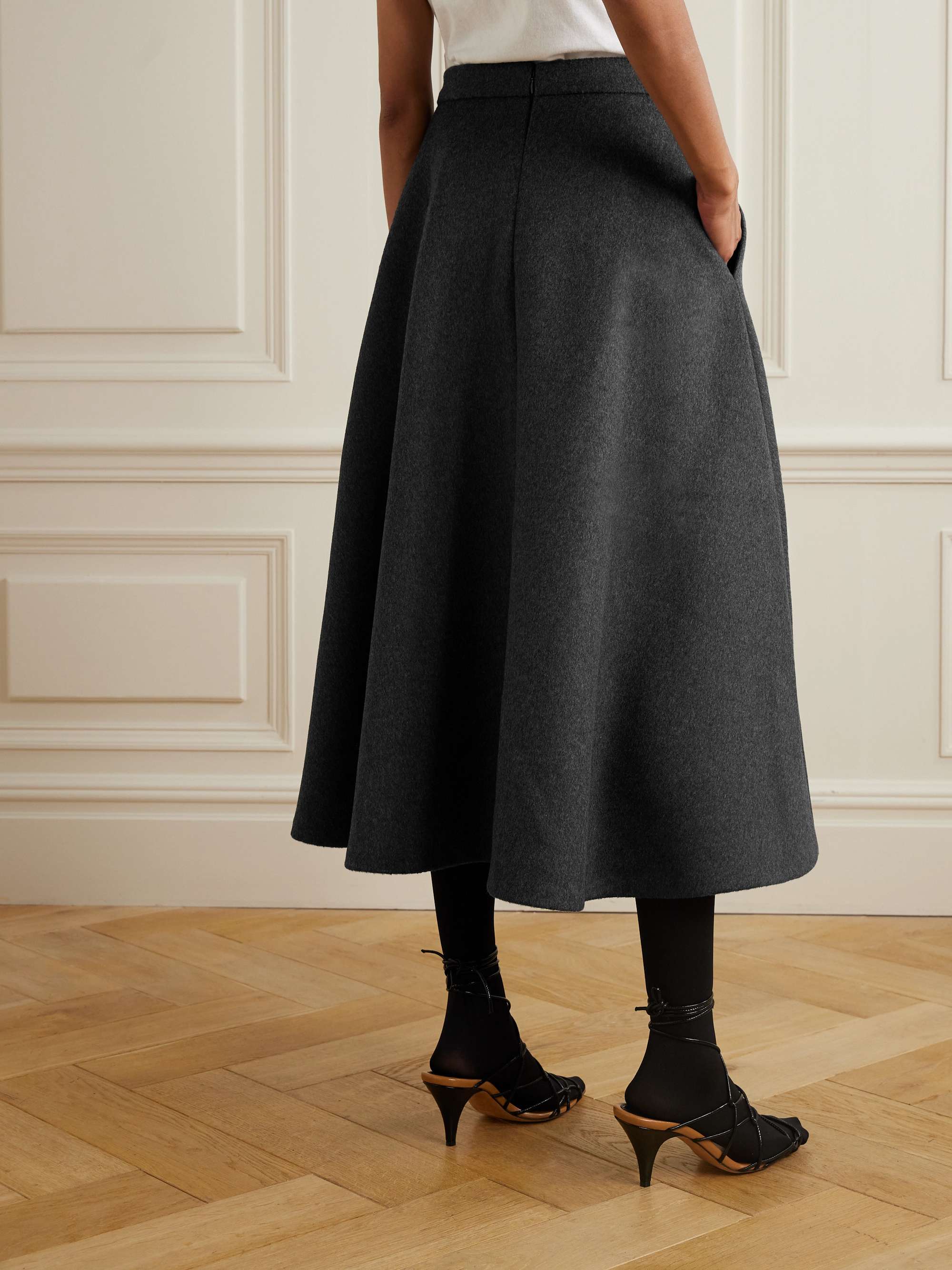 Recycled wool-blend felt midi skirt view