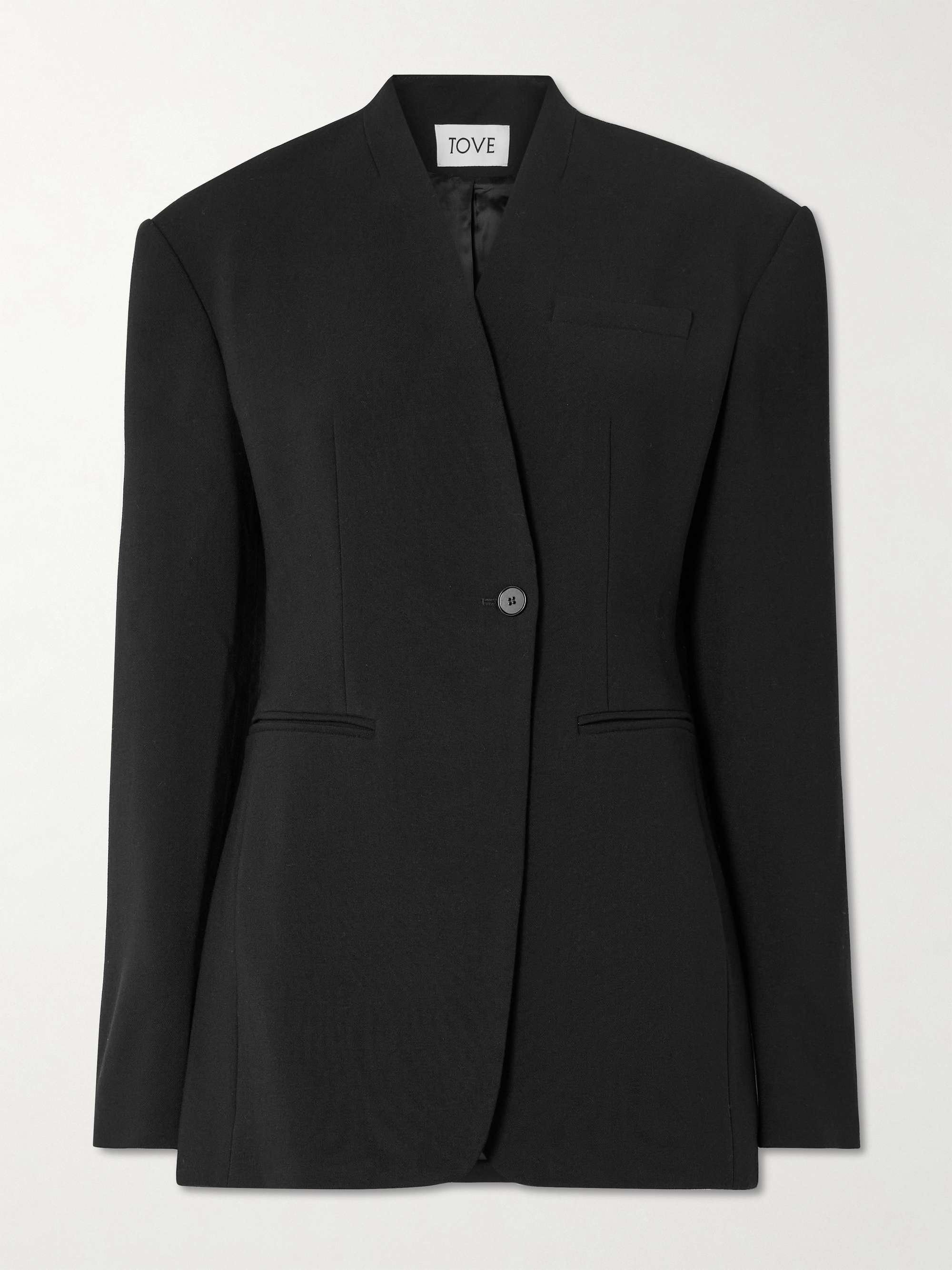 Aster asymmetric crepe blazer view