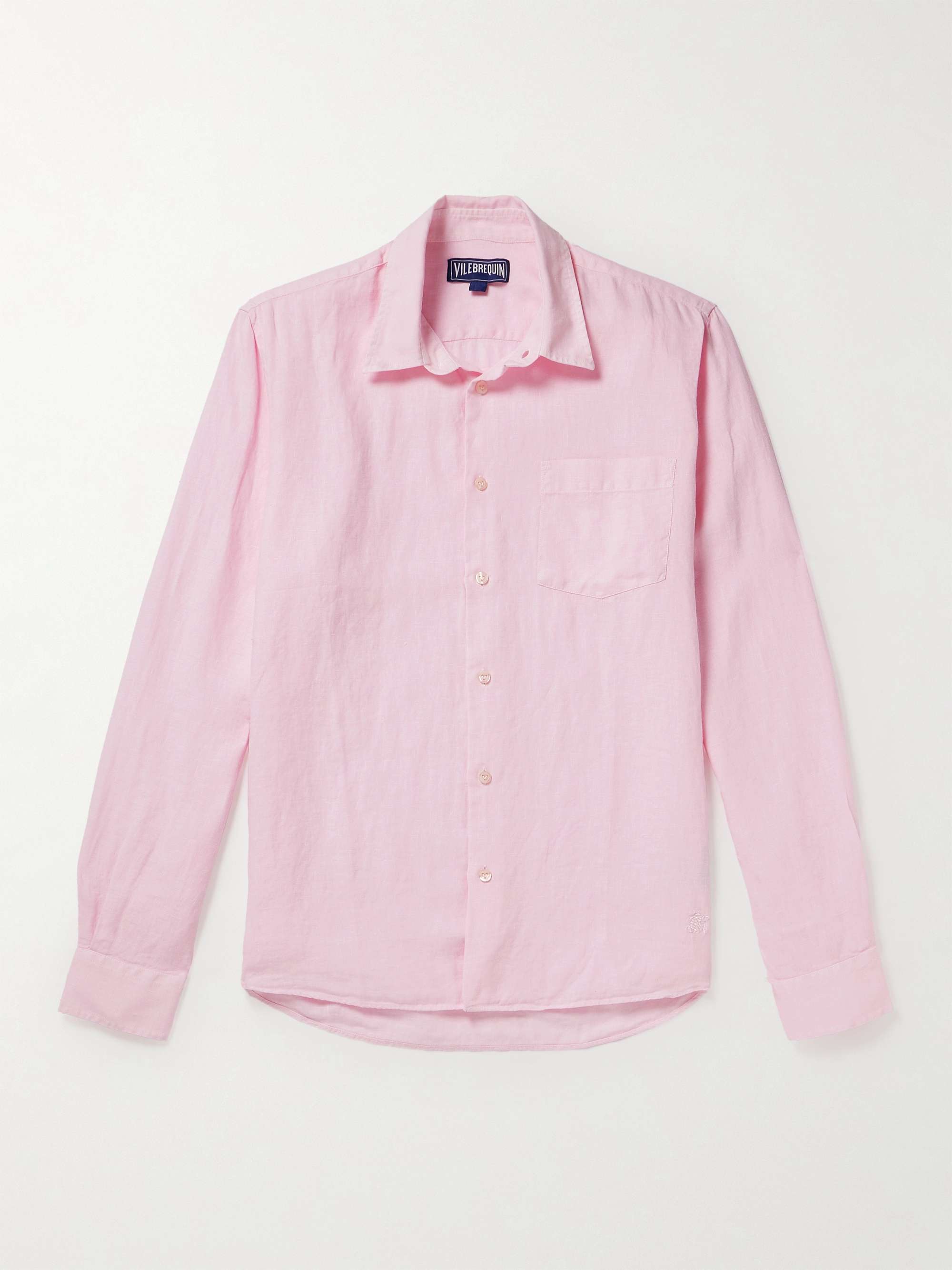 Caroubis Logo-Embroidered Linen Shirt view