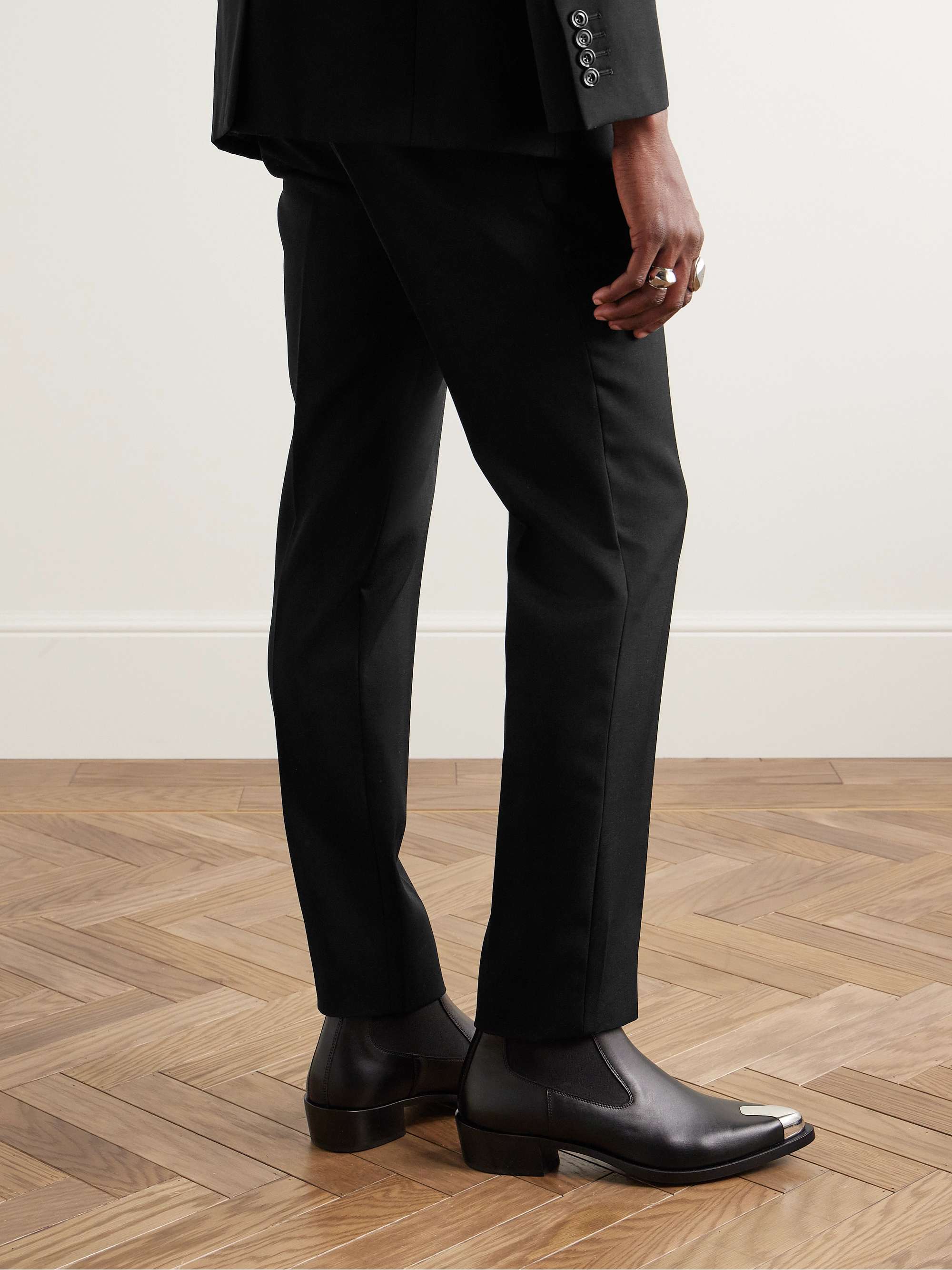 Slim-Fit Wool Barathea Suit Trousers view