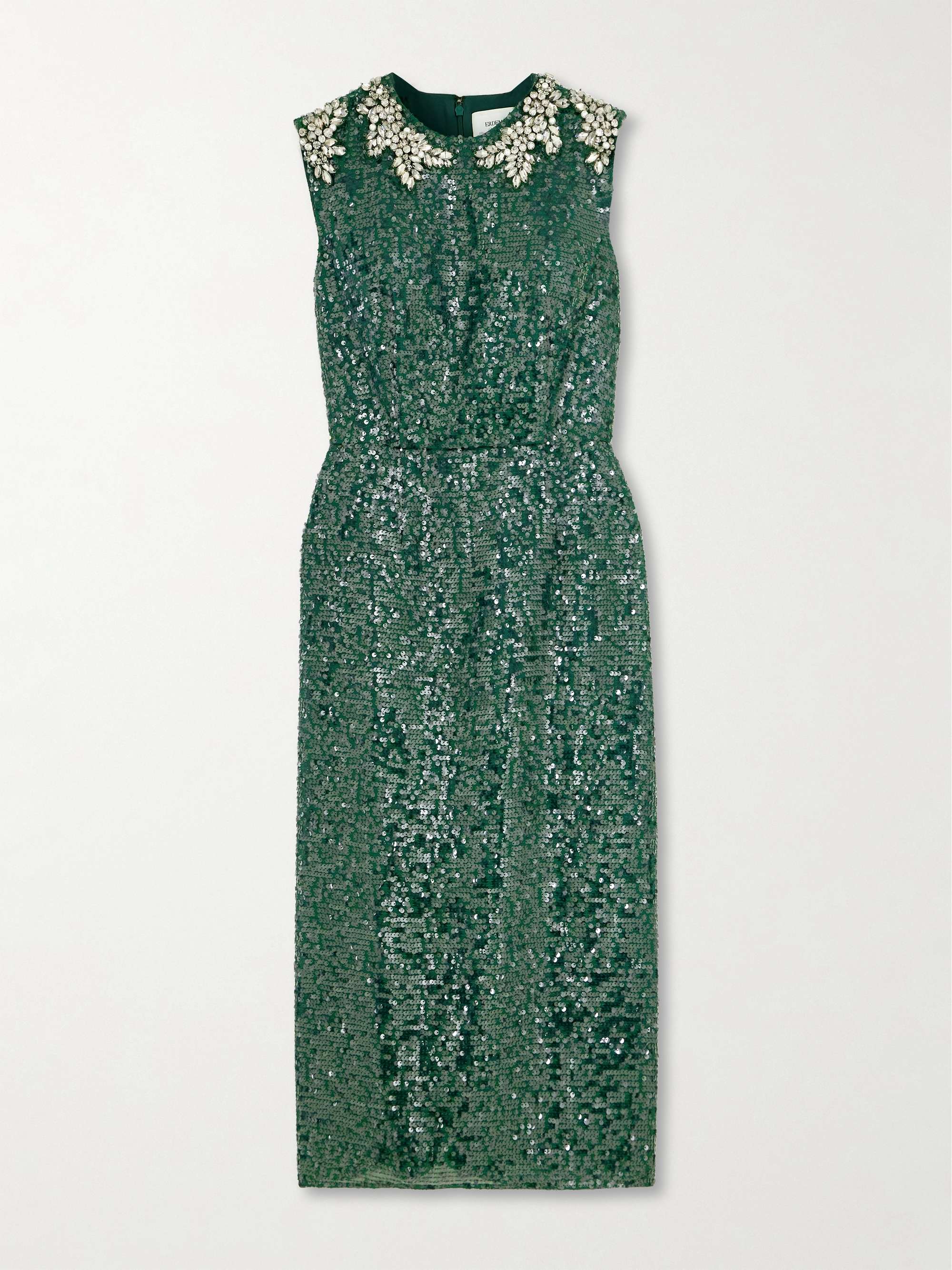 Embellished sequined chiffon midi dress view