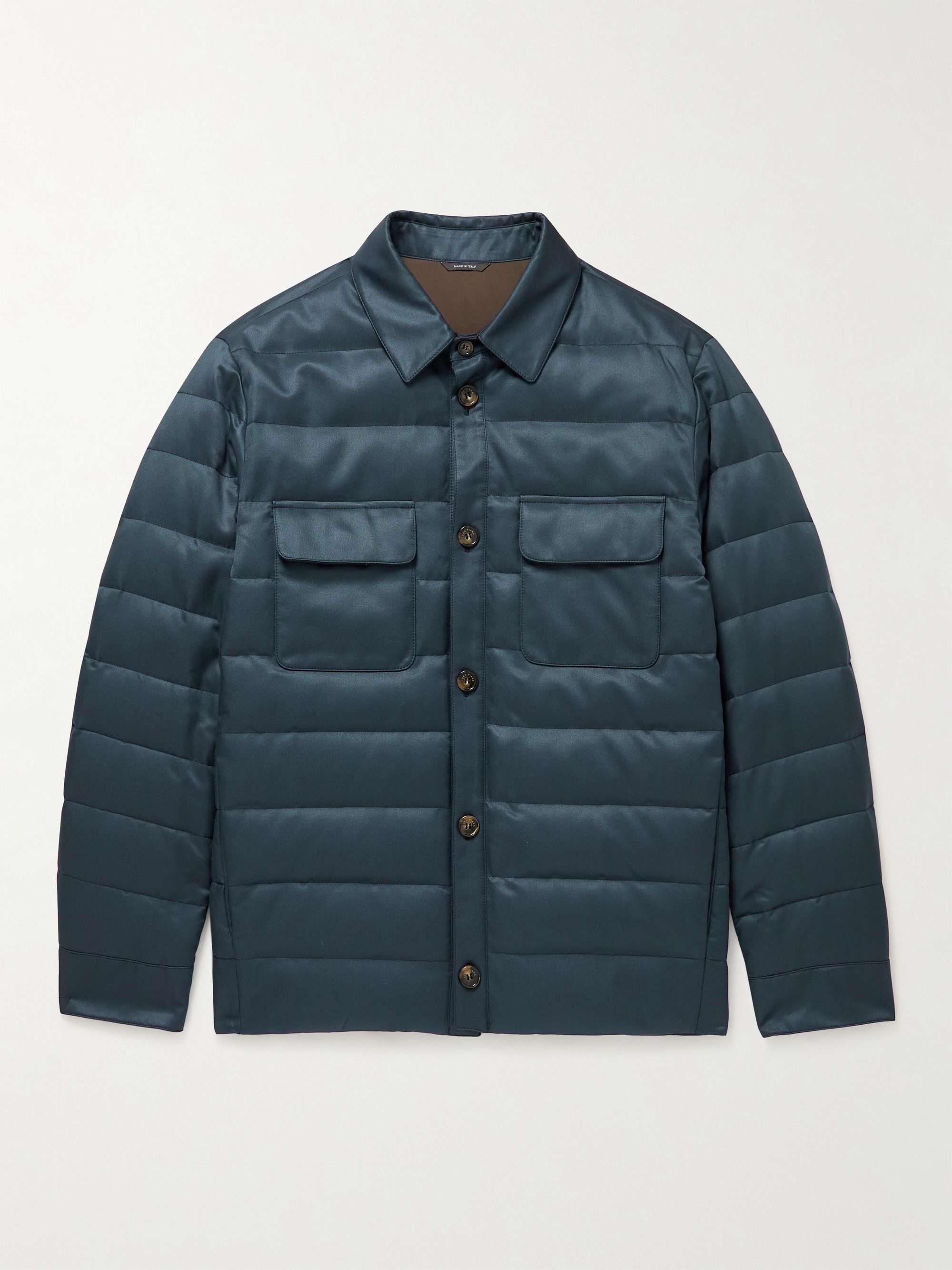 Quilted Silk-Twill Down Overshirt view