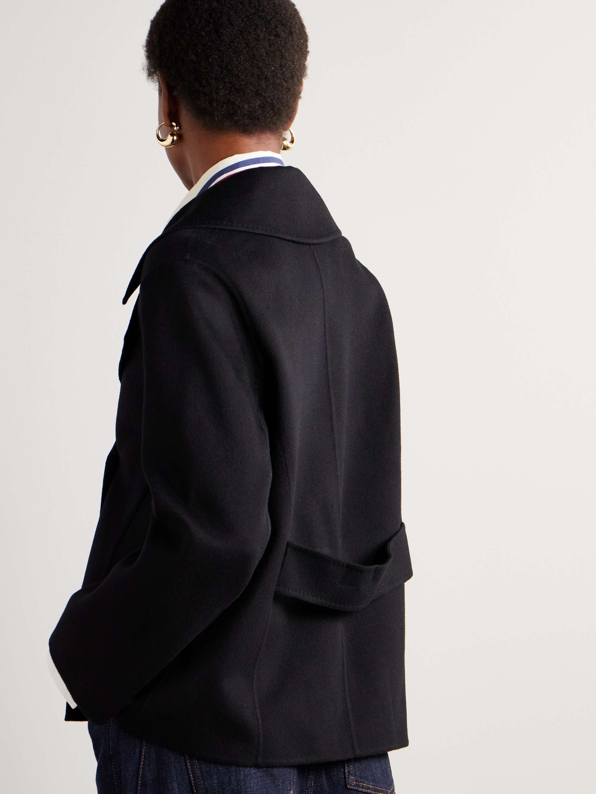Gilkes double-breasted wool and silk-blend felt coat view