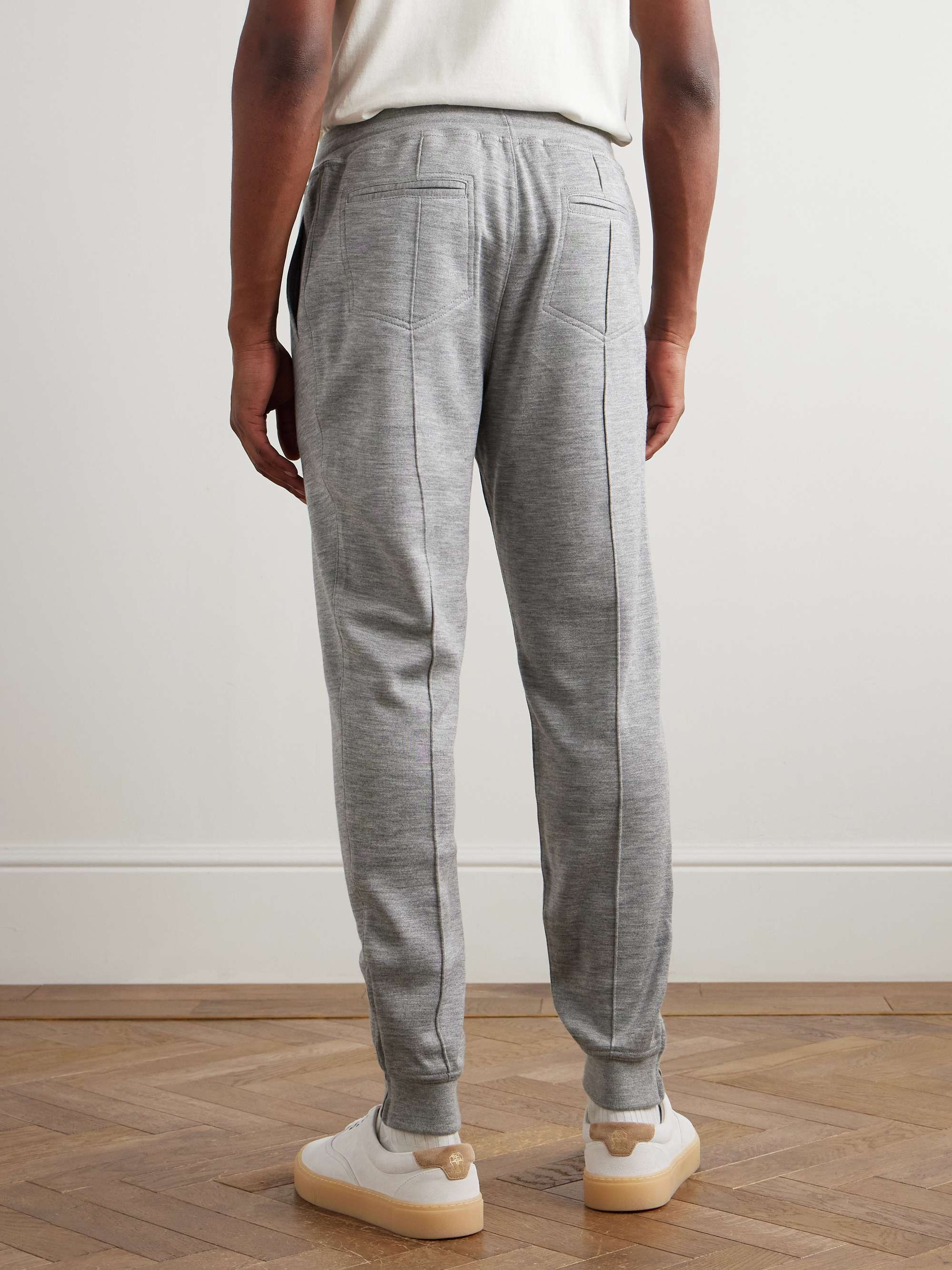 Tapered Pleated Cashmere-Blend Jersey Sweatpants view