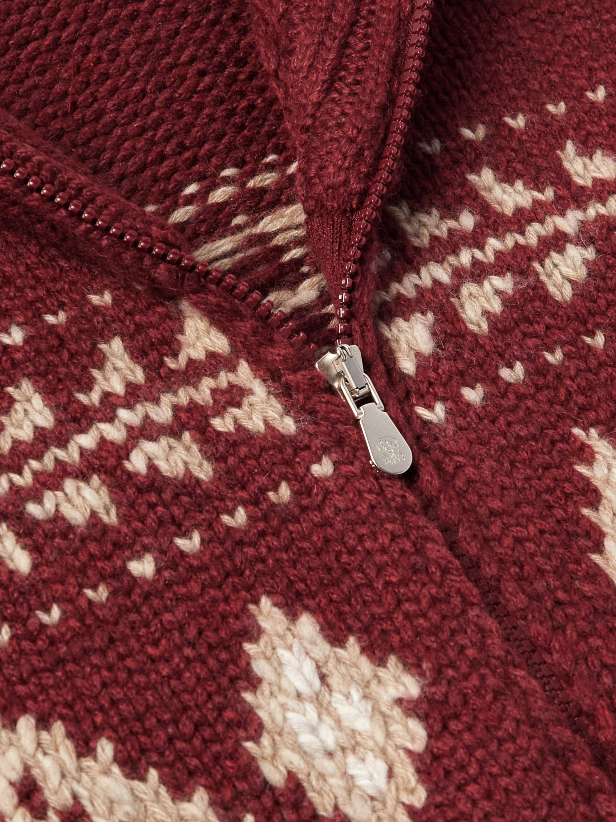 Jacquard-Knit Cashmere Zip-Up Cardigan view