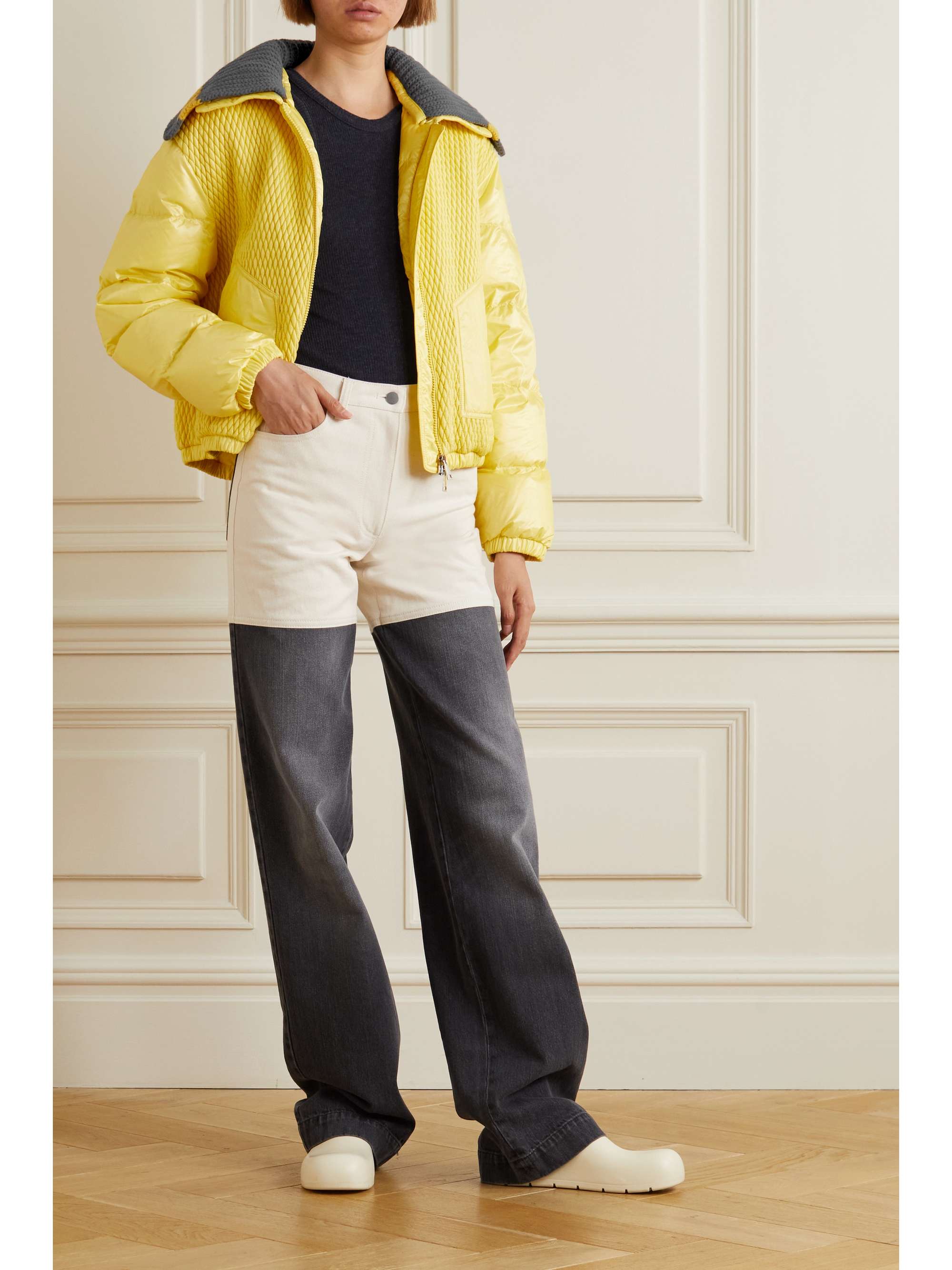 Apront cropped quilted shell down bomber jacket view