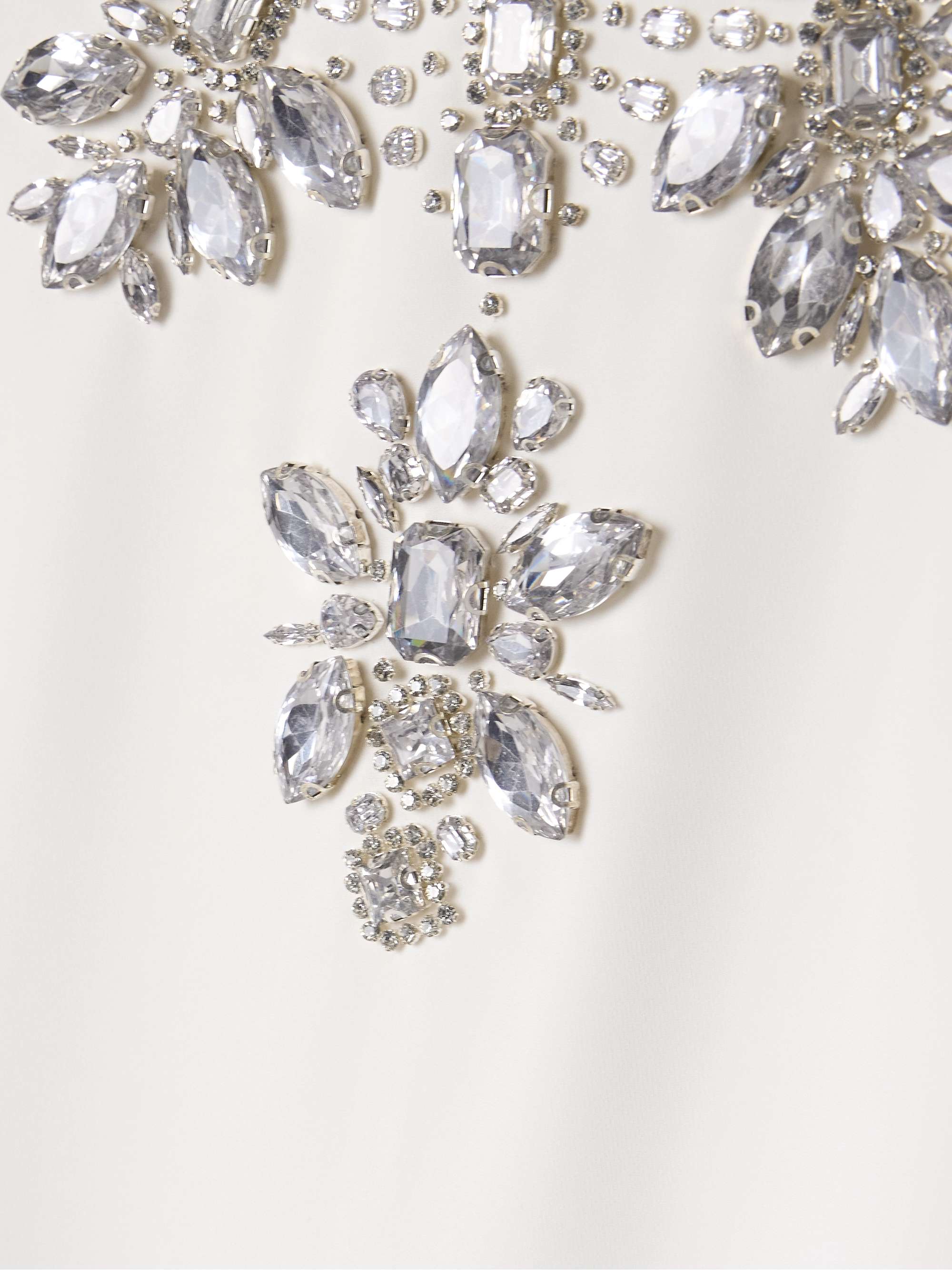 Draped crystal-embellished cady gown view