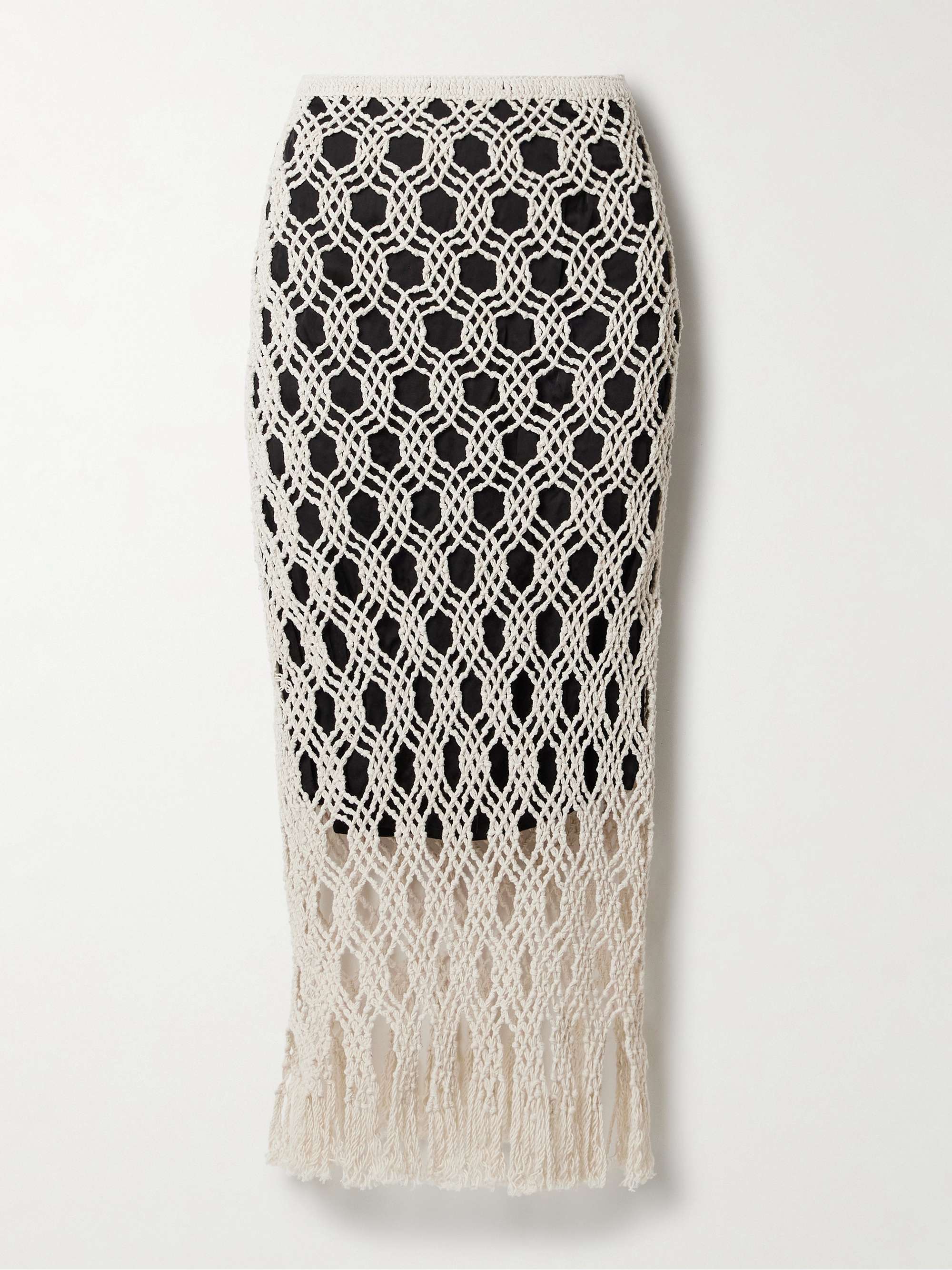 Sparrow fringed crocheted cotton midi skirt view