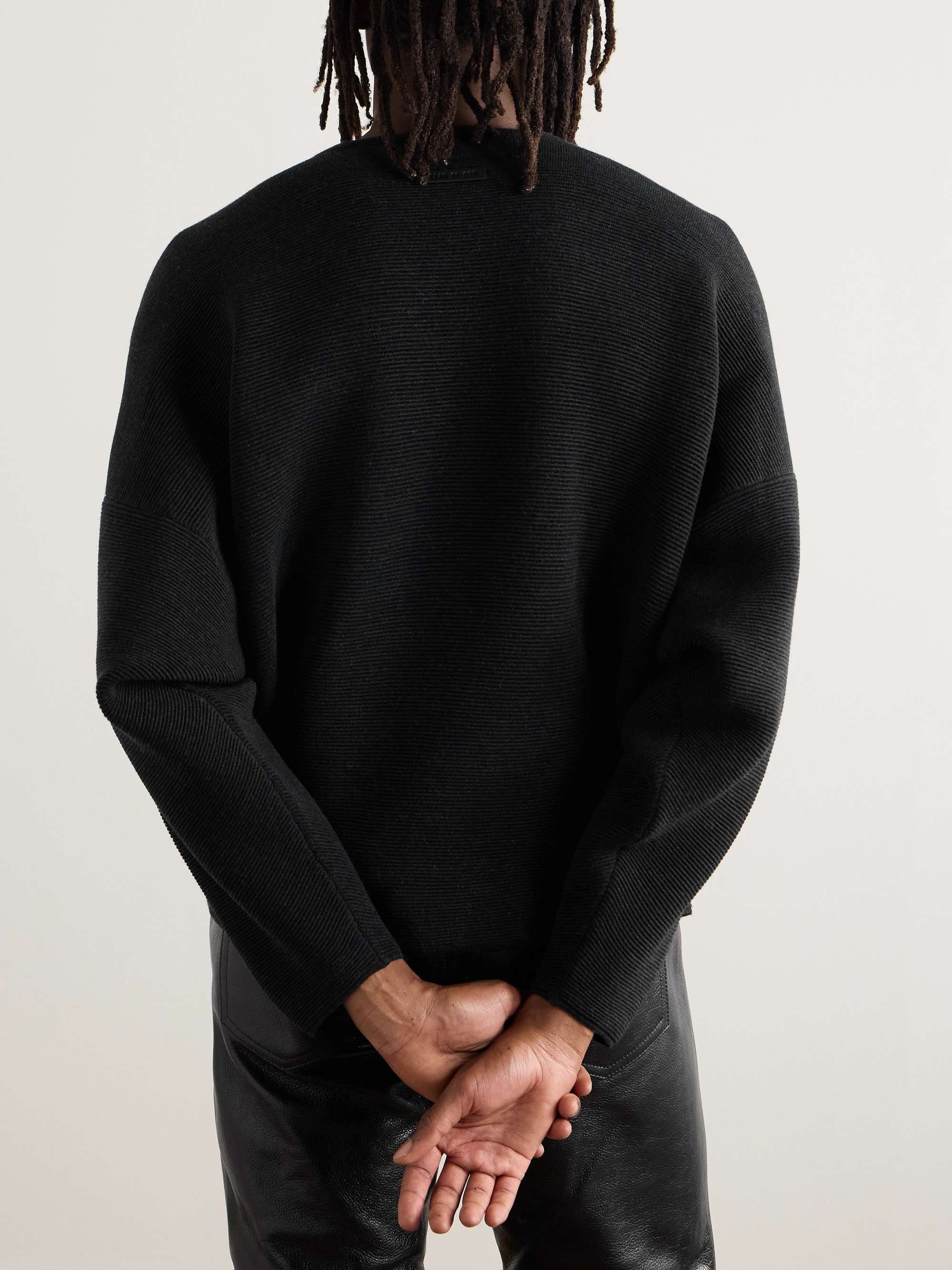 Logo-Appliquéd Ribbed Virgin Wool Sweater view