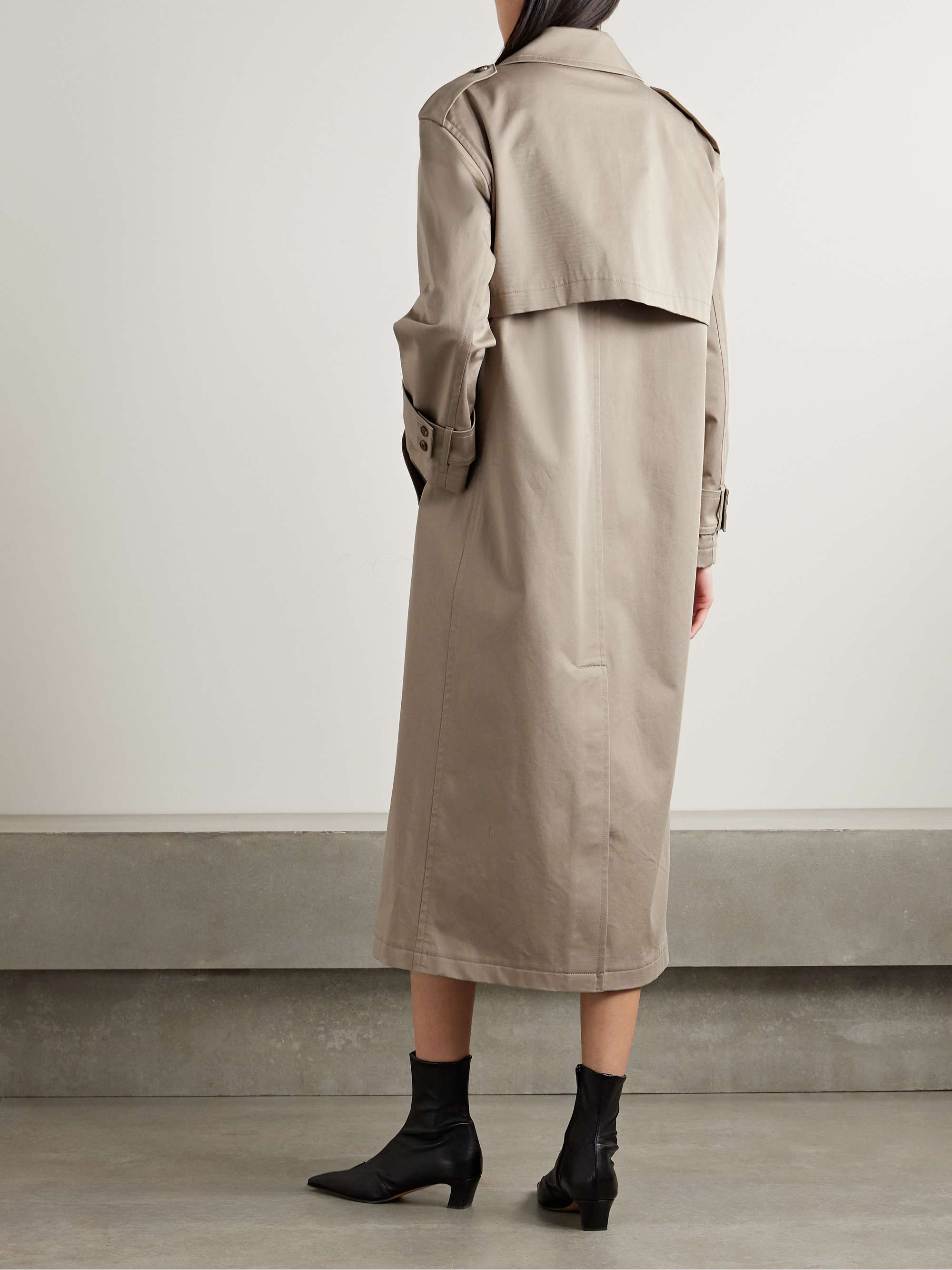 Double-breasted cotton-blend gabardine trench coat view