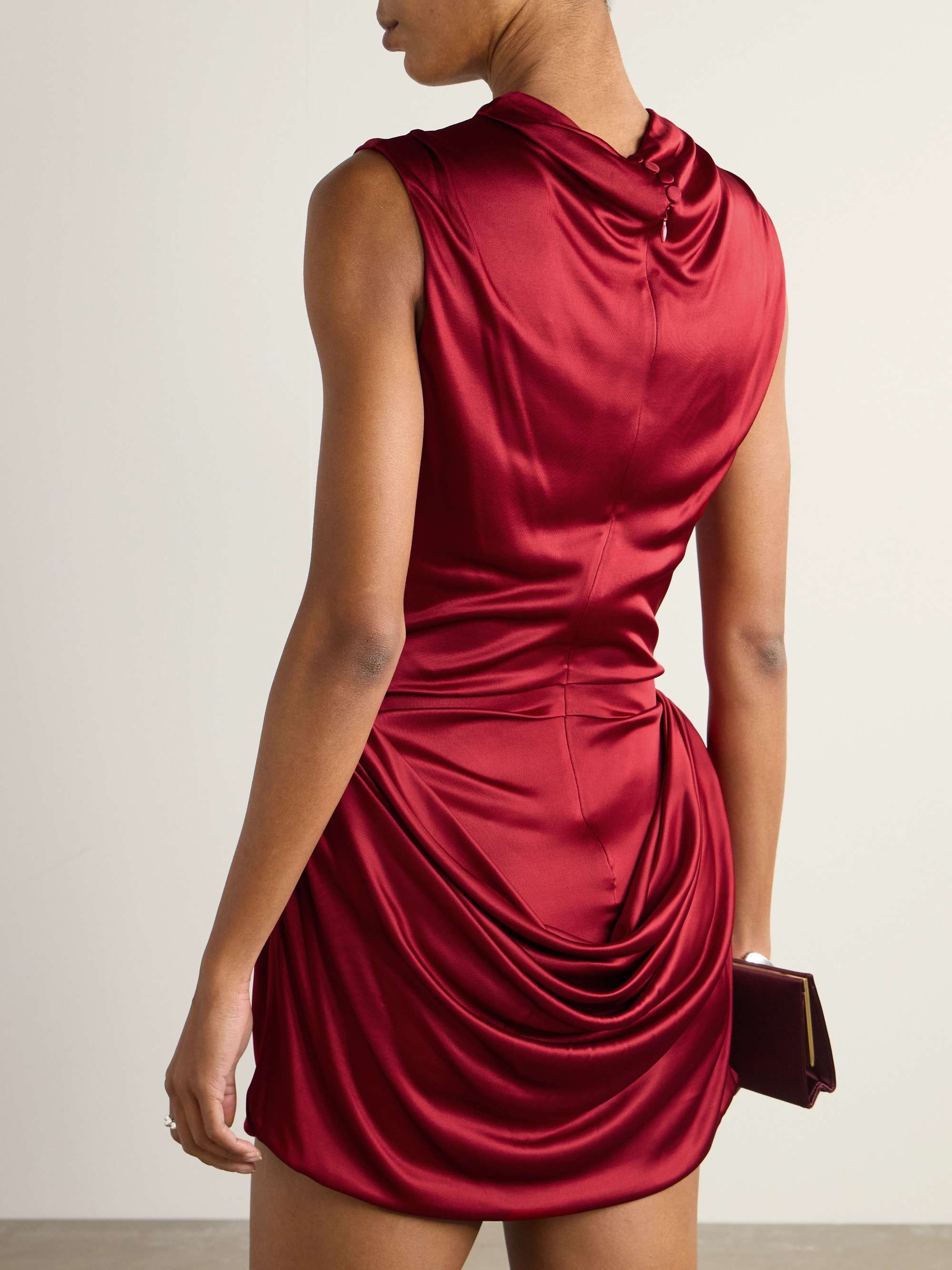 Draped satin-jersey mini dress view