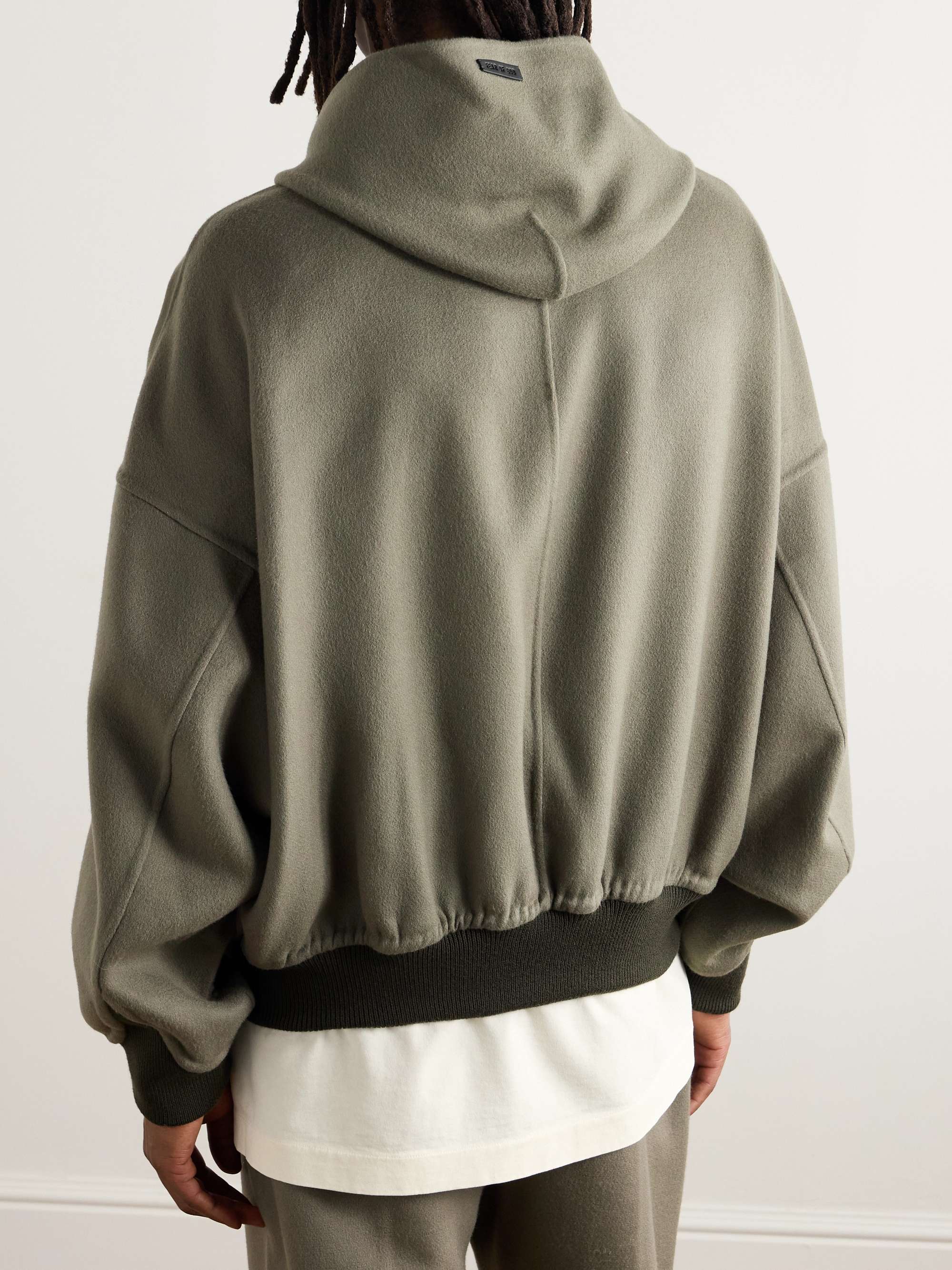 Logo-Appliquéd Wool and Cashmere-Blend Hooded Bomber Jacket view