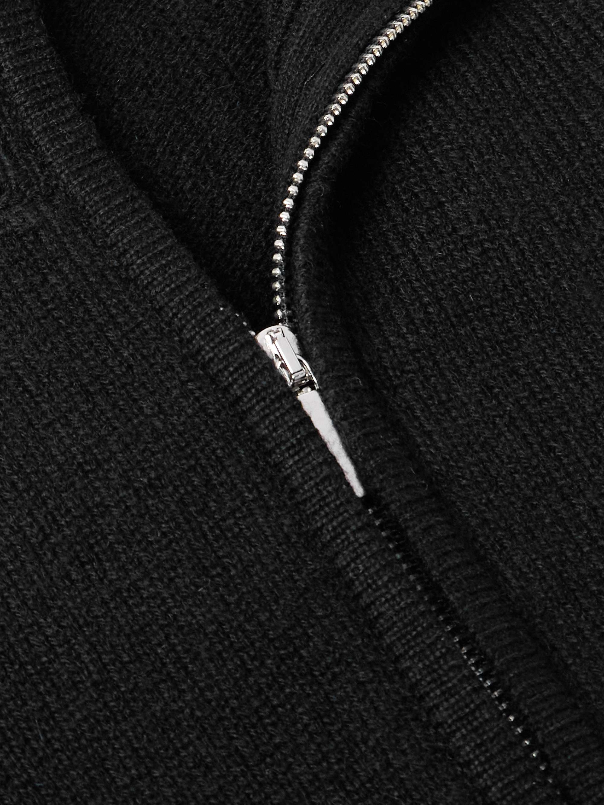 Slim-Fit Ribbed Cashmere Zip-Up Cardigan view