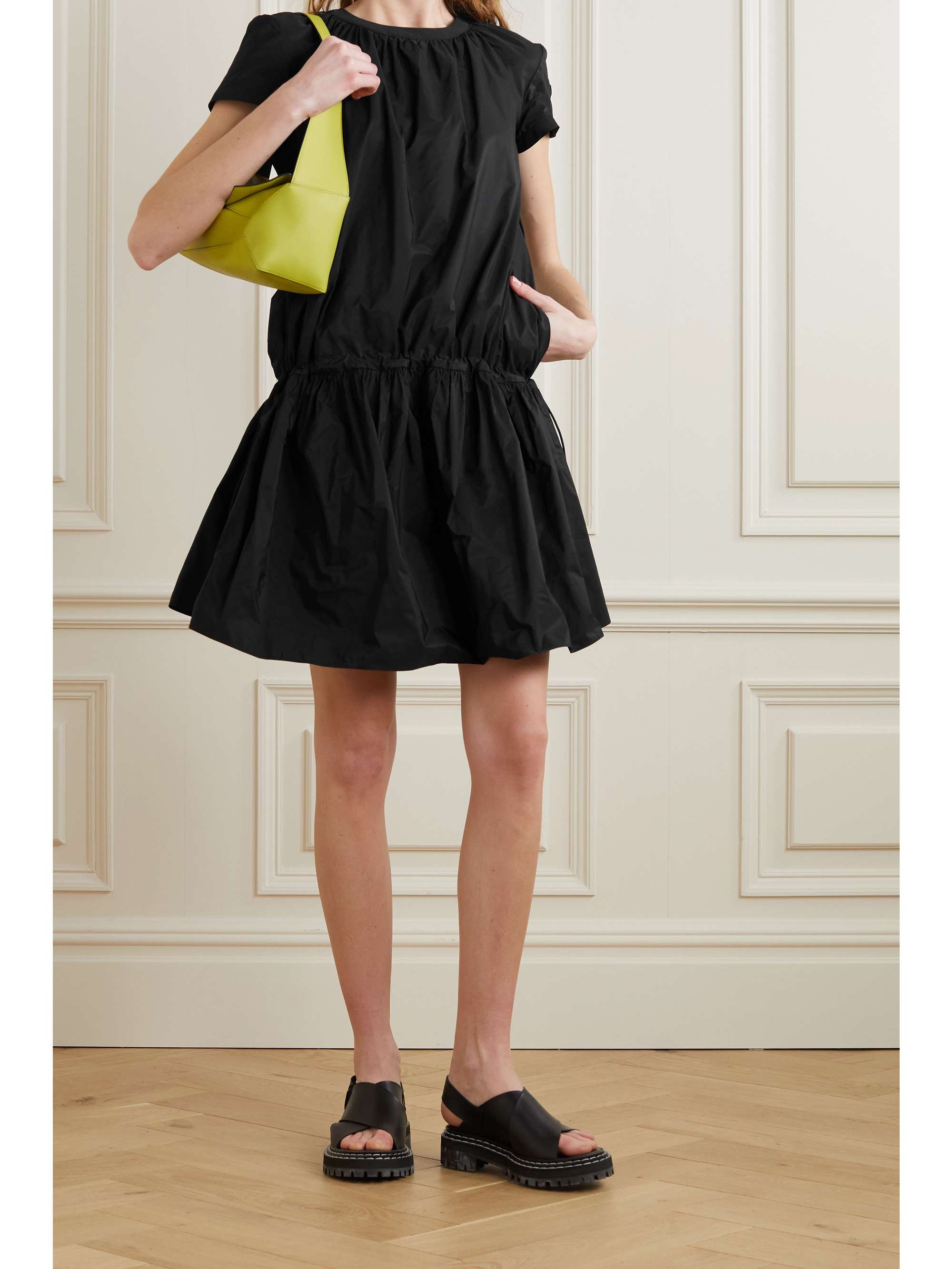Pleated taffeta mini dress view