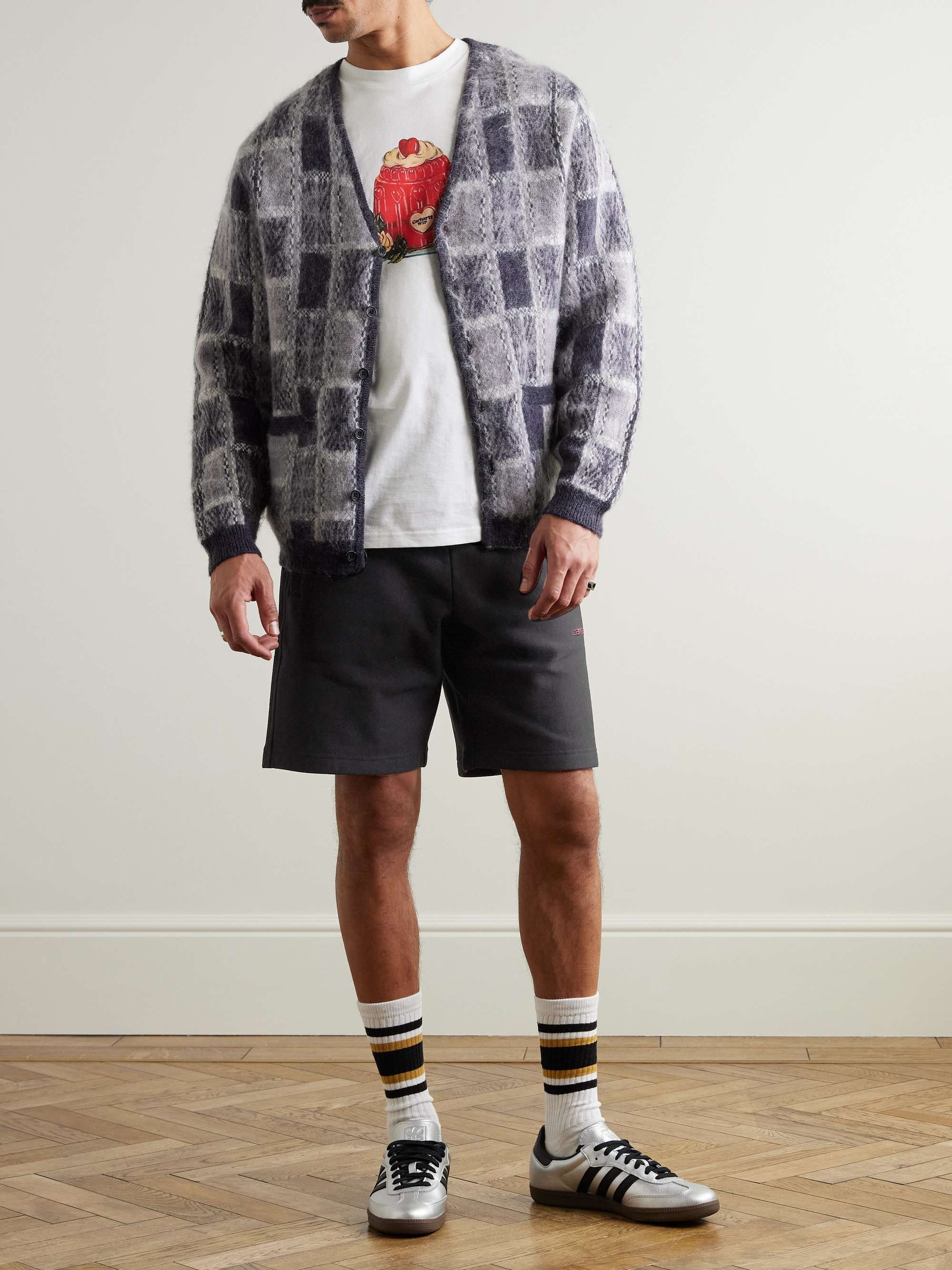 American Script Logo-Embroidered Cotton-Blend Jersey Drawstring Shorts view