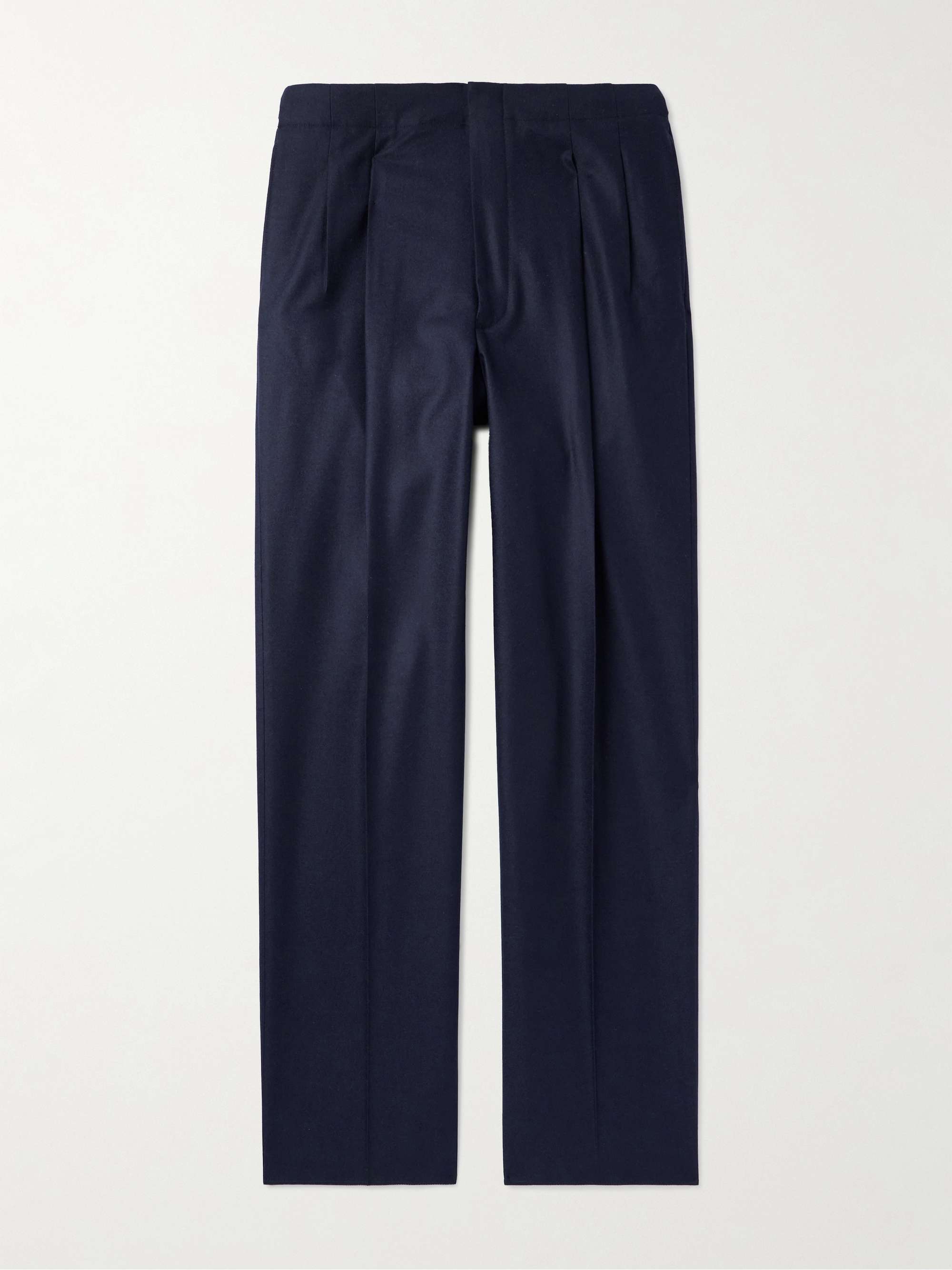 Joetsu Straight-Leg Pleated Wool and Cashmere-Blend Trousers view