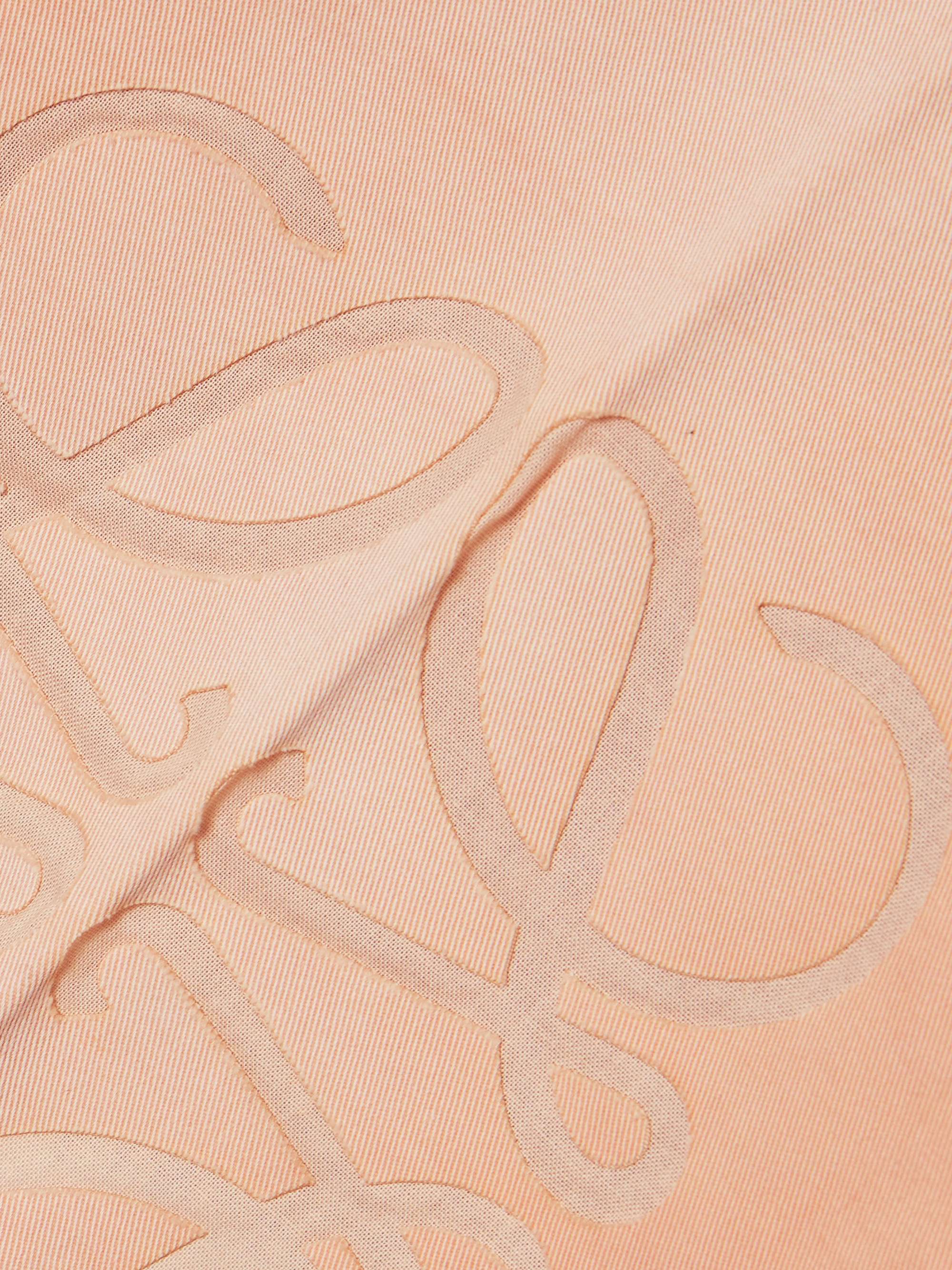 + Paula's Ibiza Anagram cutout frayed pleated cotton-twill shorts view